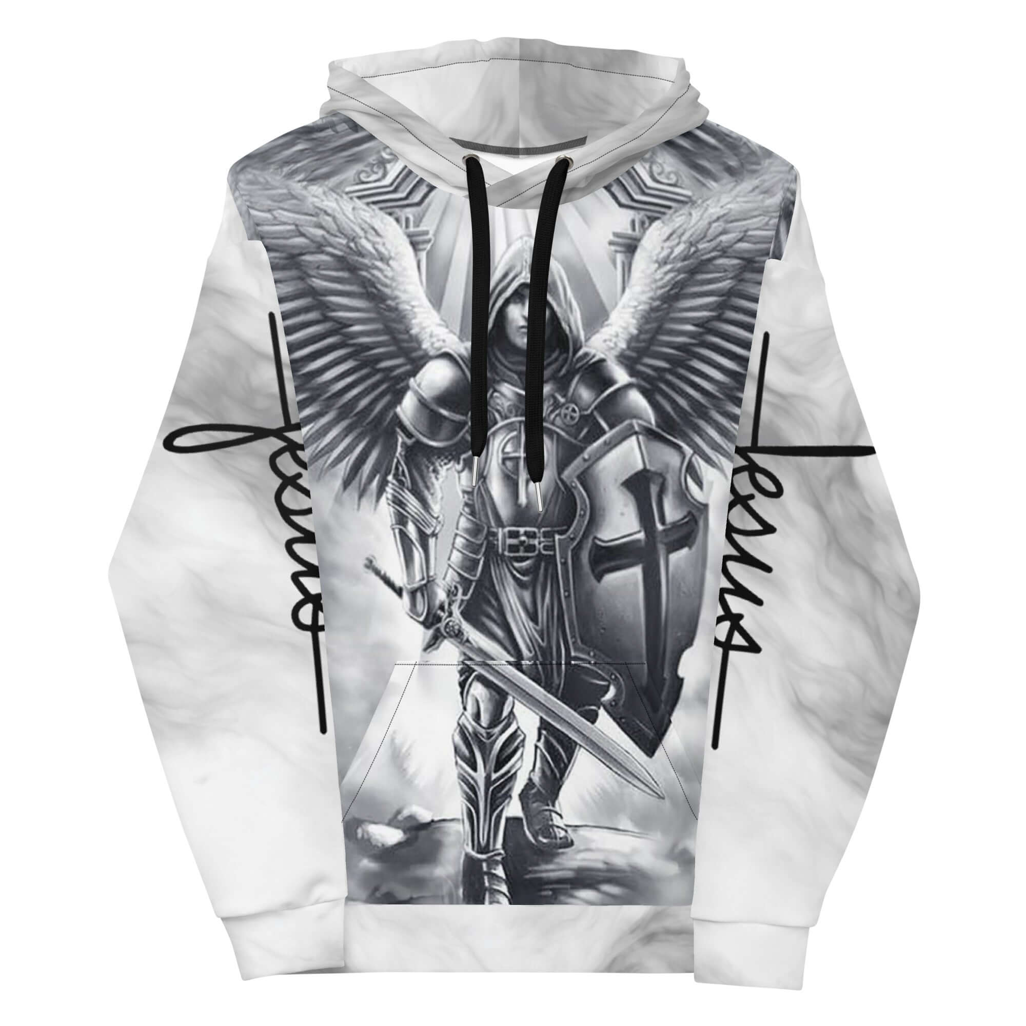 HoodieEmbrace the strength and protection of Archangel Michael with our "Warrior Protector" Unisex Fleece Hoodie. Crafted with comfort and style in mind, this hoodie features a powerful design symbolizing the courageous spirit of the archangel. Made from