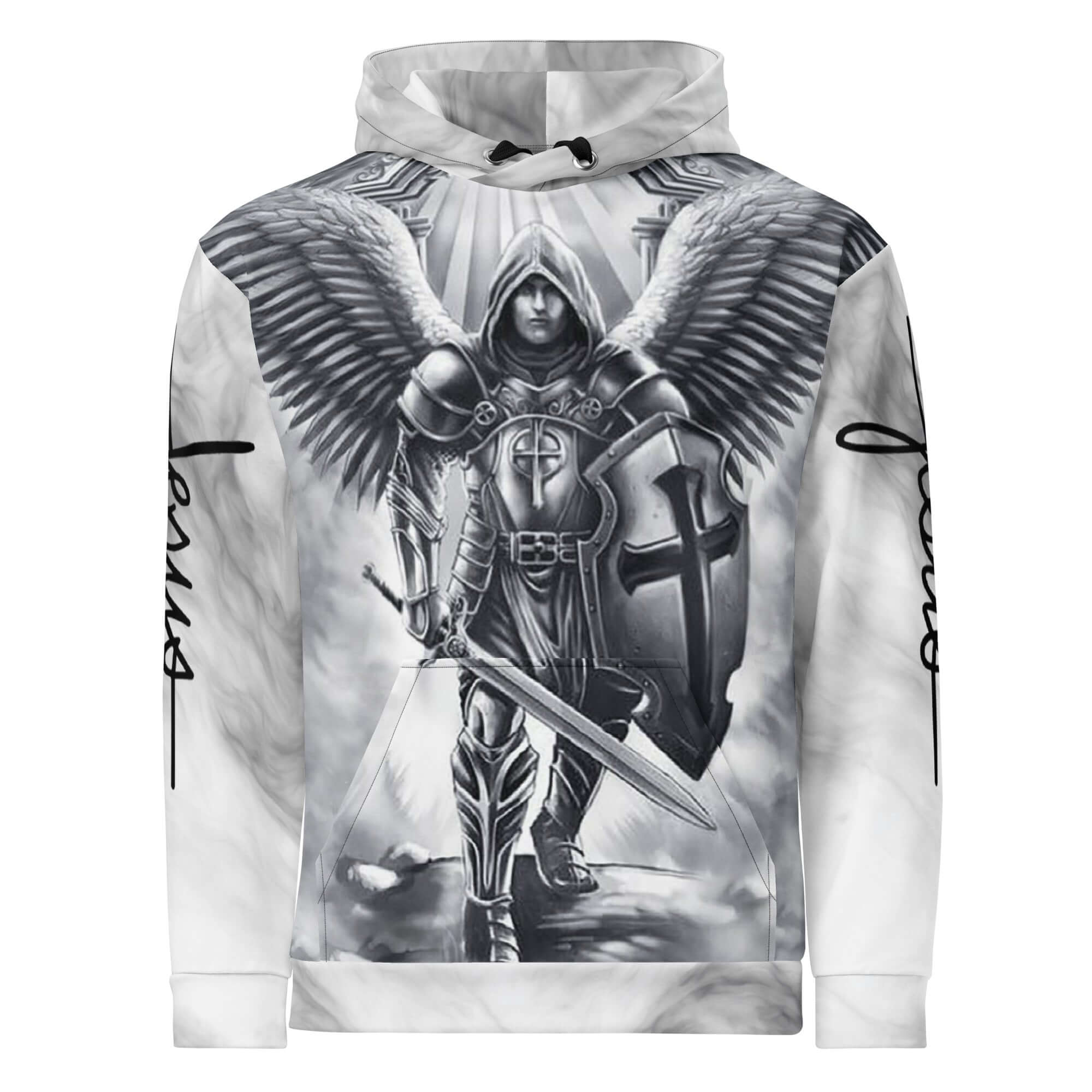 HoodieEmbrace the strength and protection of Archangel Michael with our "Warrior Protector" Unisex Fleece Hoodie. Crafted with comfort and style in mind, this hoodie features a powerful design symbolizing the courageous spirit of the archangel. Made from