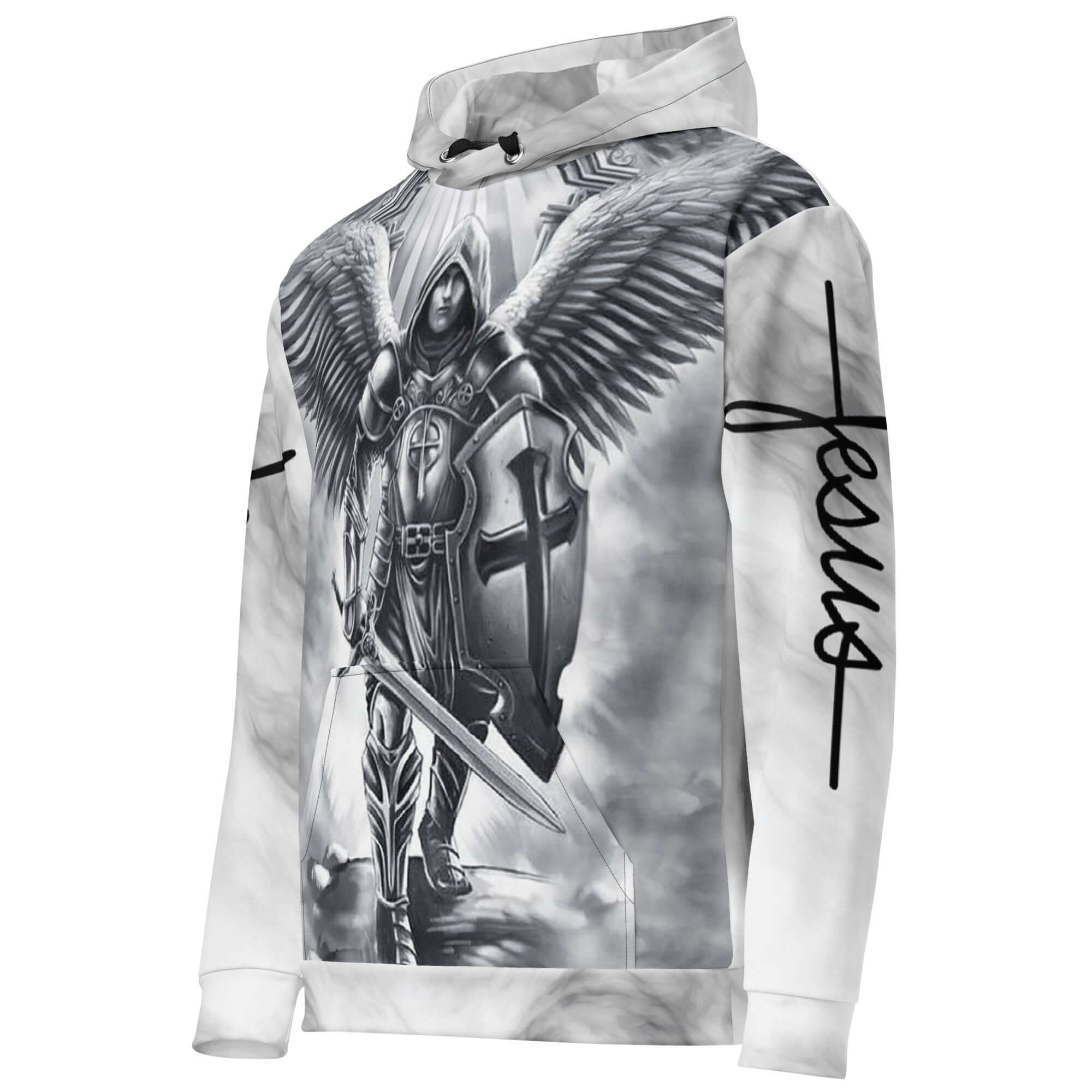 HoodieEmbrace the strength and protection of Archangel Michael with our "Warrior Protector" Unisex Fleece Hoodie. Crafted with comfort and style in mind, this hoodie features a powerful design symbolizing the courageous spirit of the archangel. Made from