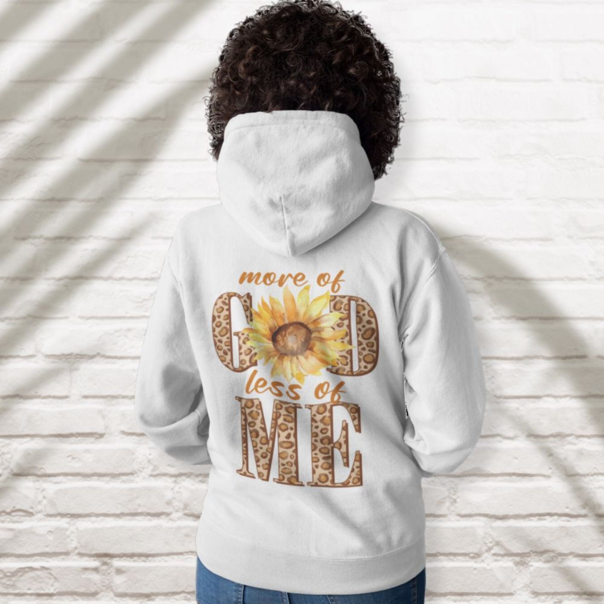 More of God Less Me Unisex-Fit Heavy Blend Hoodie Color: White Size: S Jesus Passion Apparel