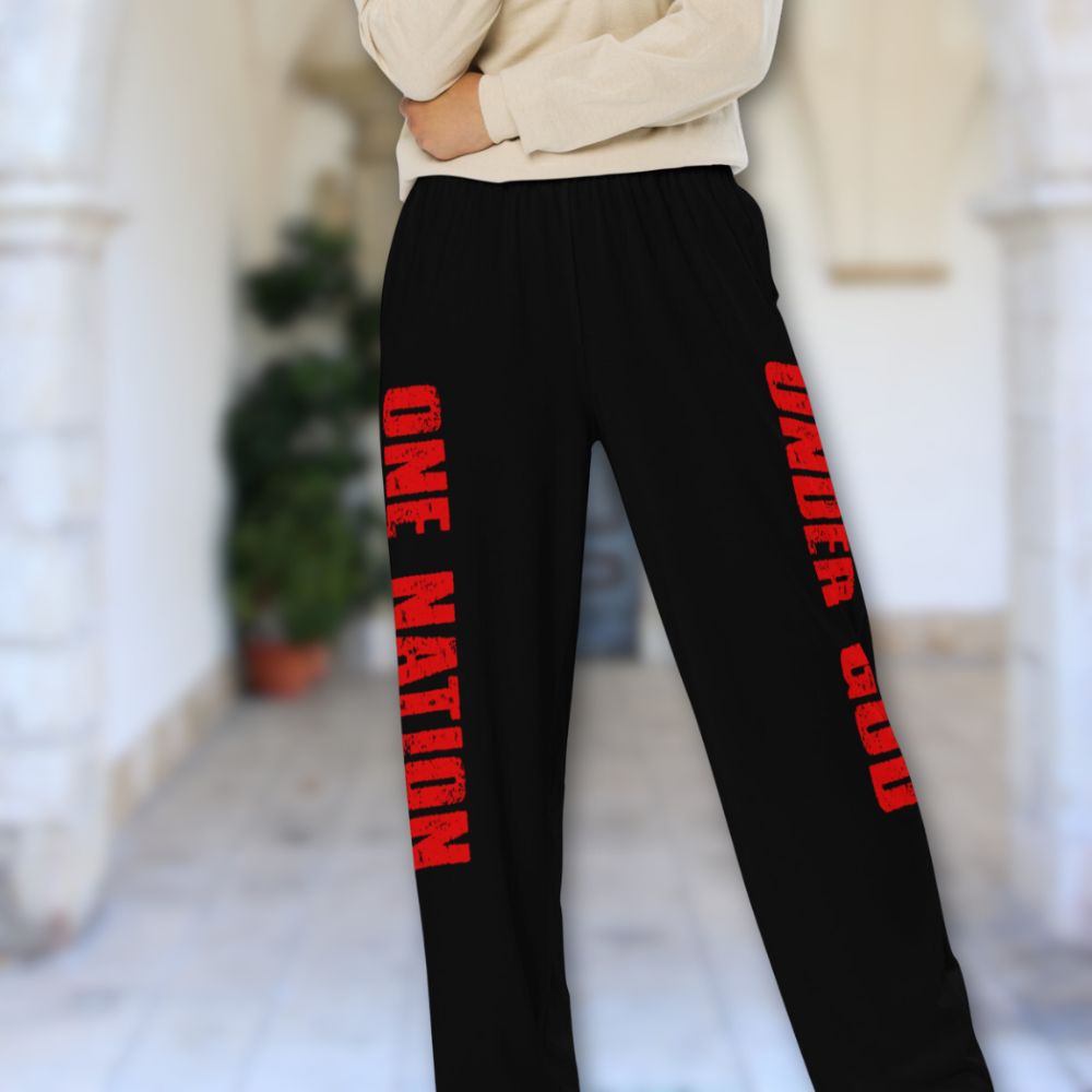 One Nation Under God Women's Wide-Leg Pants Size: 2XS Jesus Passion Apparel