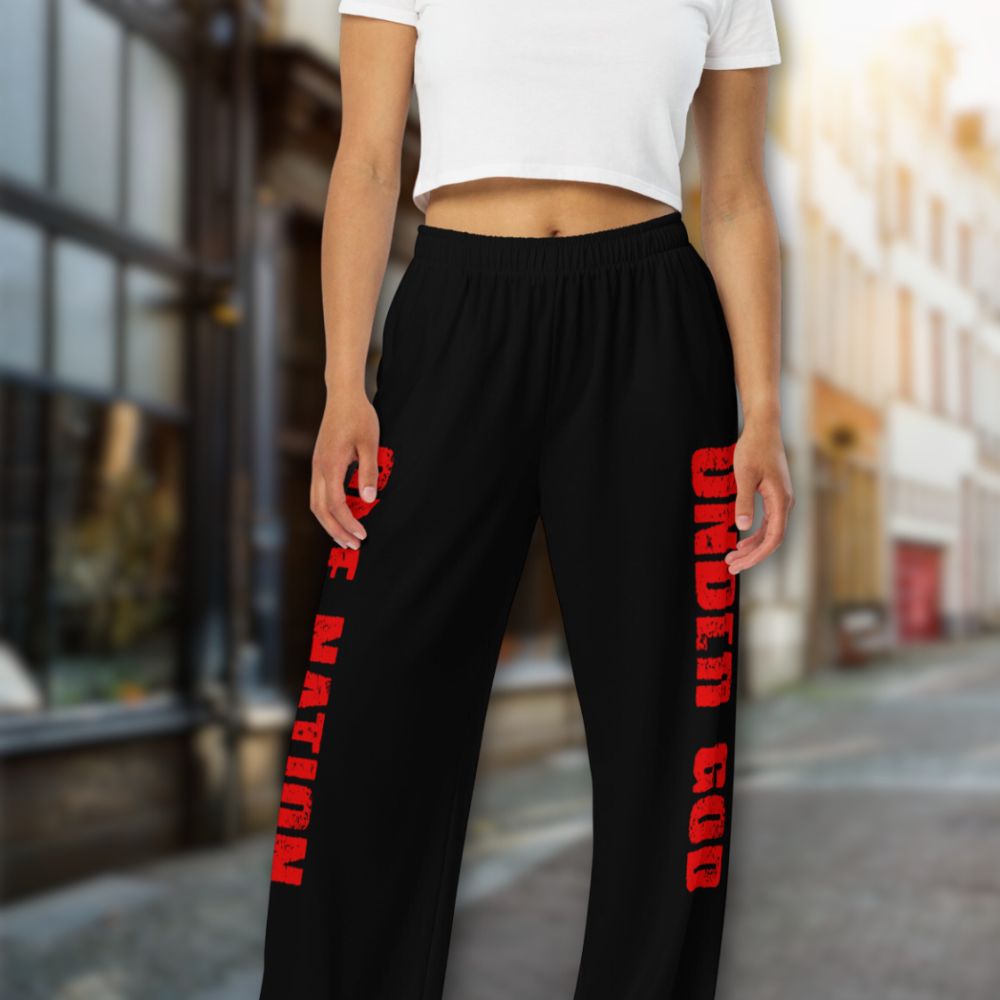 One Nation Under God Women's Wide-Leg Pants Size: 2XS Jesus Passion Apparel