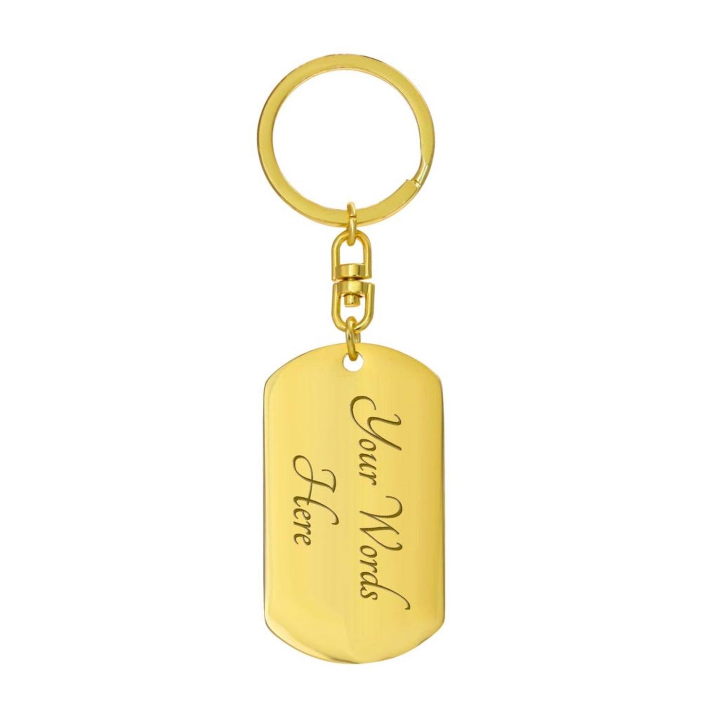 God is Within Her - Gold Dog Tag with Swivel Keychain Engraving: No Jesus Passion Apparel