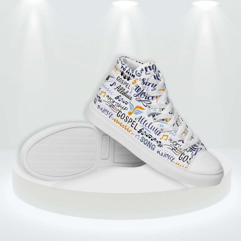 Alleluia Sing to Him Women’s High Top Canvas Shoes Size: 5 Jesus Passion Apparel