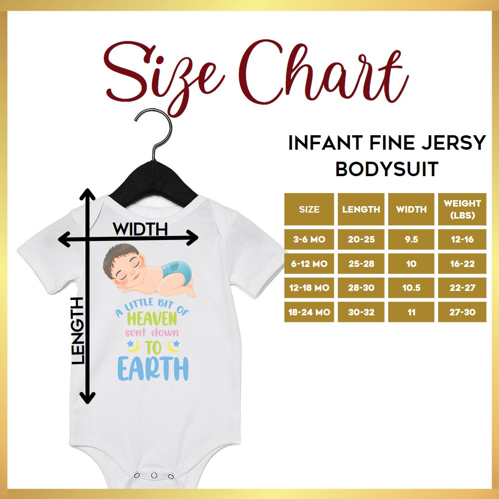 A Little Bit of Heaven Sent Down to Earth Bodysuit Personalized Baby Boy Brown Hair Color: Dark Grey Heather Size: 3-6m Jesus Passion Apparel