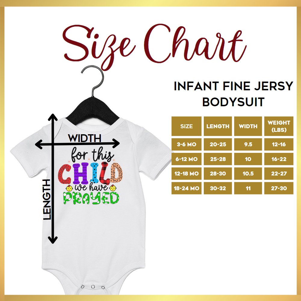 For This Child We Have Prayed Multi-Pattern Baby Bodysuit Color: Athletic Heather Size: 3-6m Jesus Passion Apparel