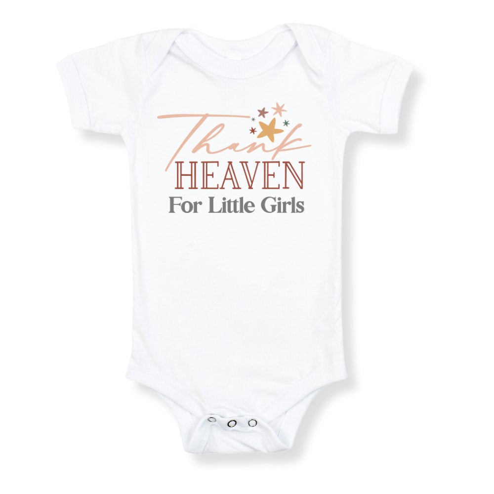 Thank Heaven for Little Girls Baby Bodysuit Color: White Size: 3-6m Jesus Passion Apparel