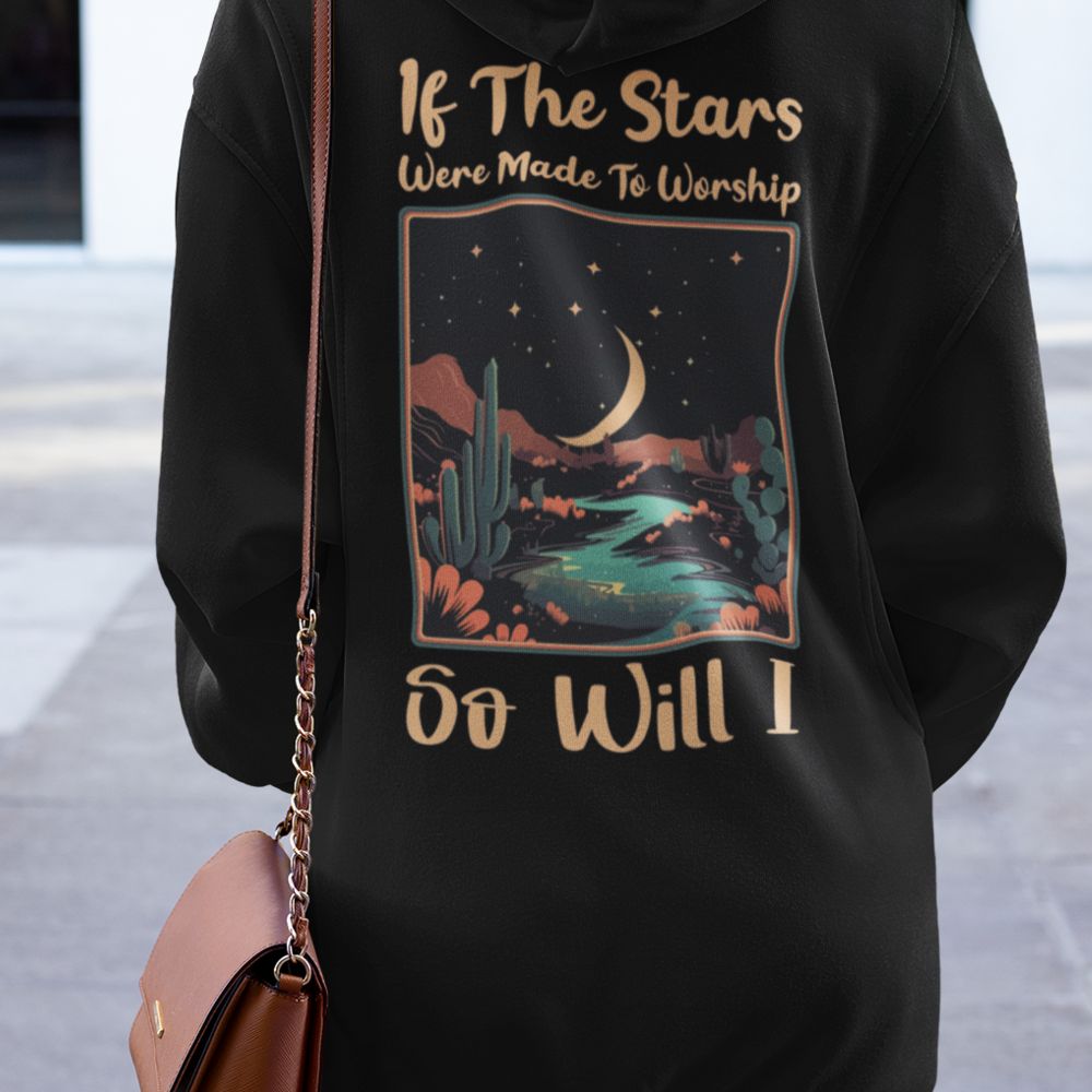If the Stars Were Made to Worship Women's Jacket Heavy Blend Full-Zip Hooded Sweatshirt Size: S Color: Black Jesus Passion Apparel
