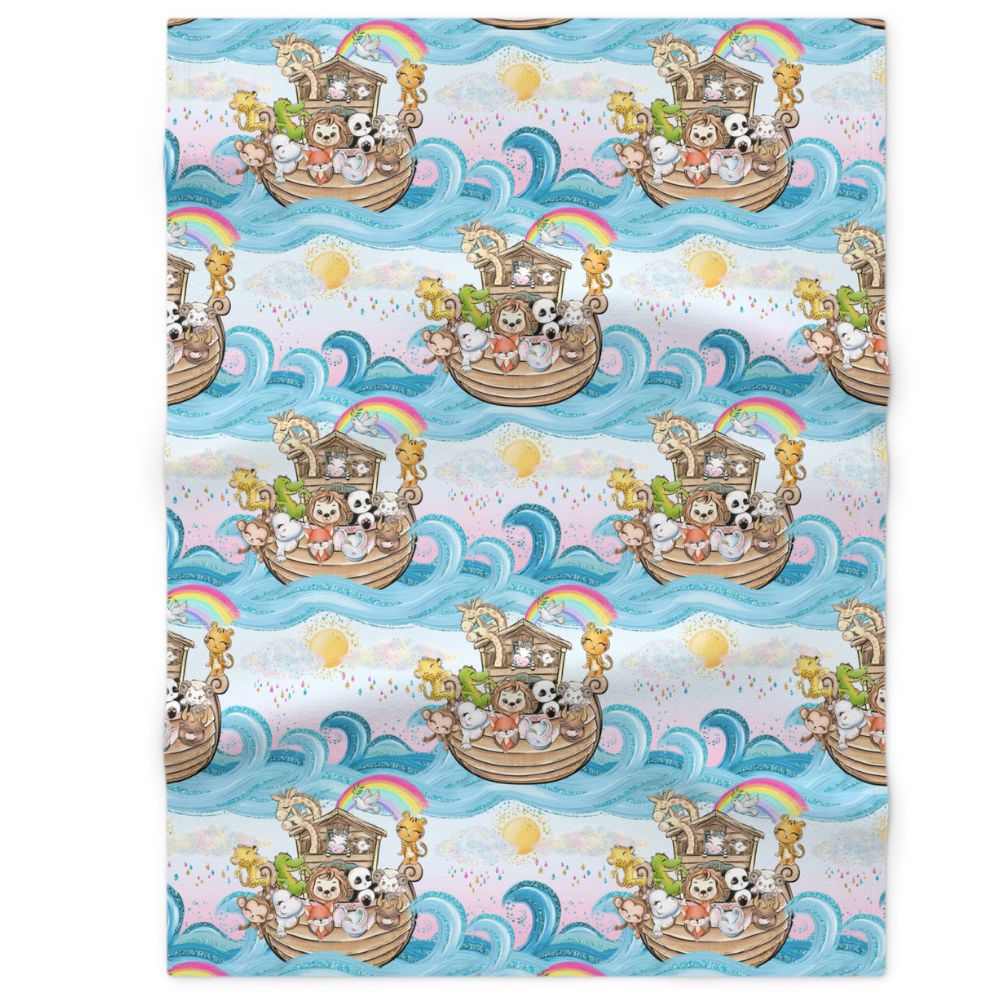 Noah's Ark - The Sun Comes Out Soft Fleece Baby Blanket Size: 30" × 40" Color: White Jesus Passion Apparel