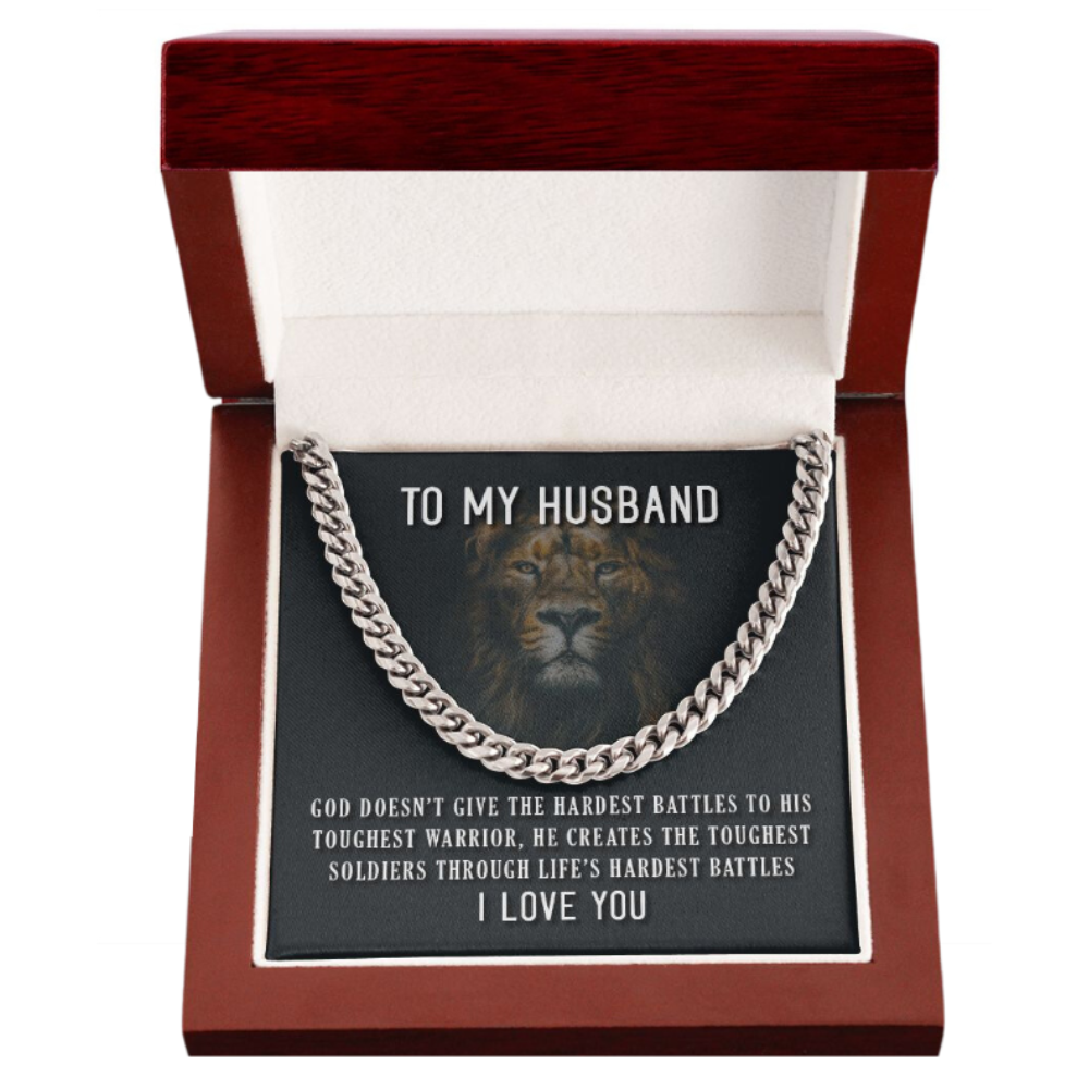To My Husband - Tough Soldier Cuban Link Chain Box Choice: Standard Box Jesus Passion Apparel