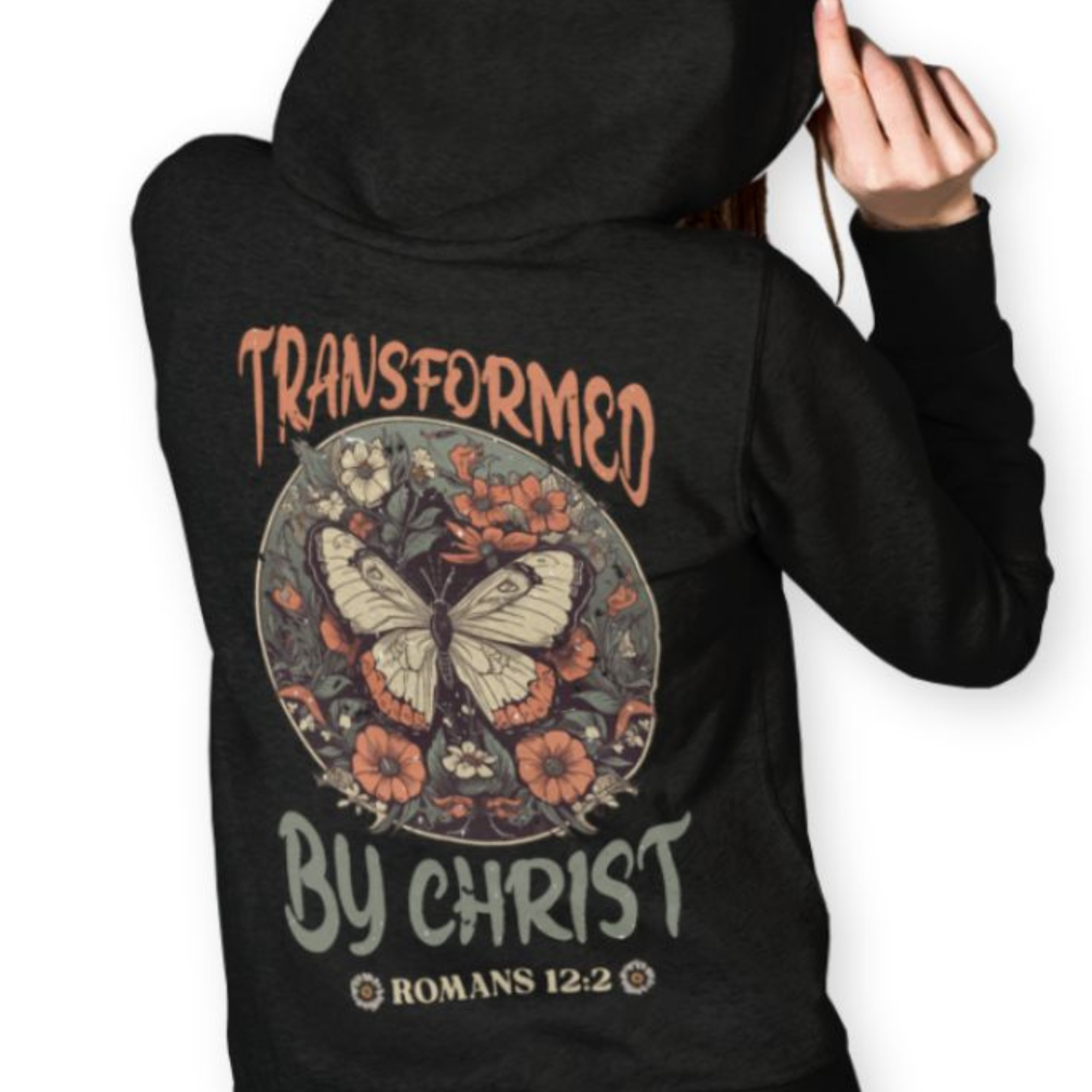 Transformed by Christ Retro-Inspired Women's Jacket Heavy Blend™ Full Zip Hooded Sweatshirt Size: S Color: Black Jesus Passion Apparel