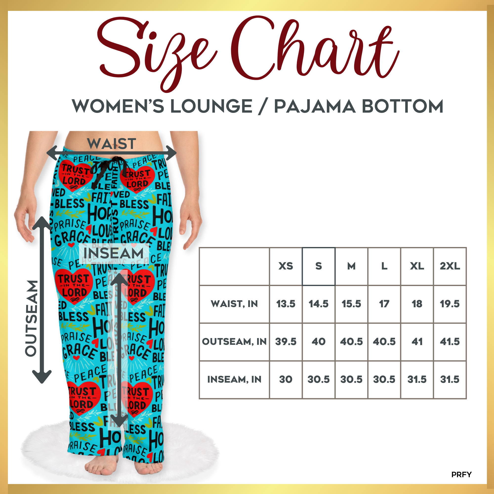 Trust in the Lord Women's Ocean Blue Lounge / Pajama Pants  - Matching Pajama Set and Indoor Slippers Available