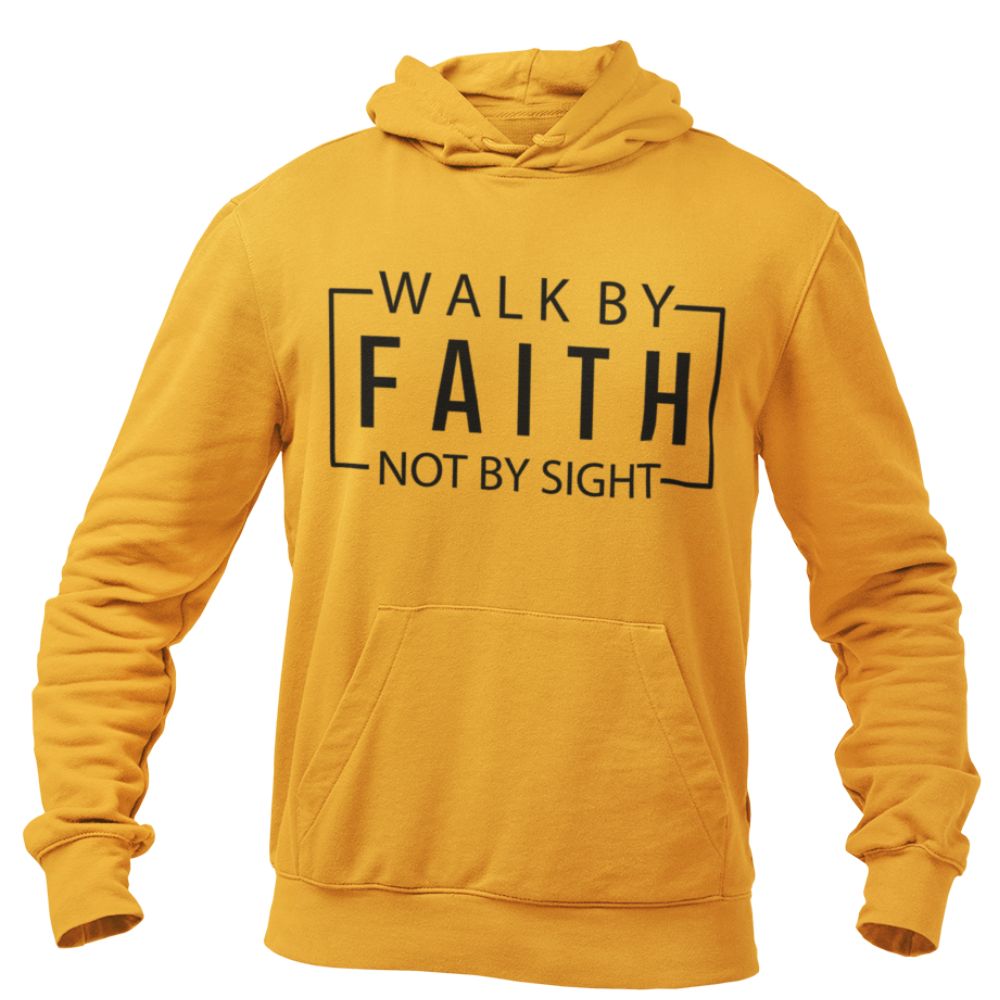 Walk By Faith Not By Sight Men's Heavy Blend™ Hoodie Color: Gold Size: S Jesus Passion Apparel