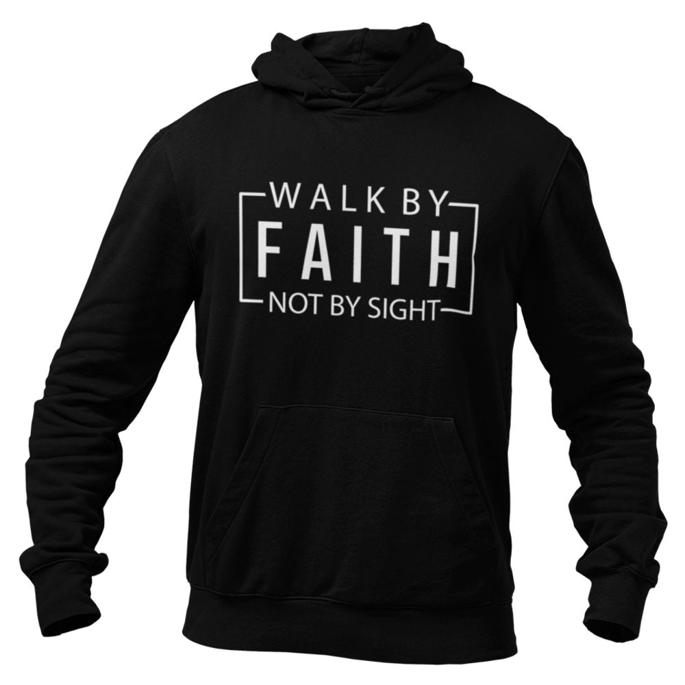 Walk By Faith Not By Sight Men's Heavy Blend™ Hoodie Color: Black Size: S Jesus Passion Apparel