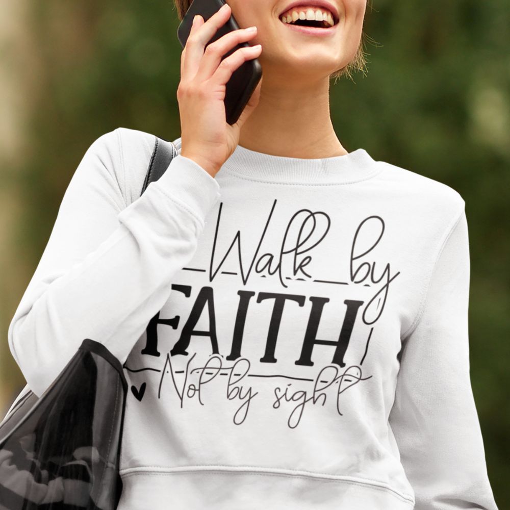 Walk by Faith Women's Cropped Raglan Pullover Fleece Sweatshirt - White Size: S Color: White Jesus Passion Apparel