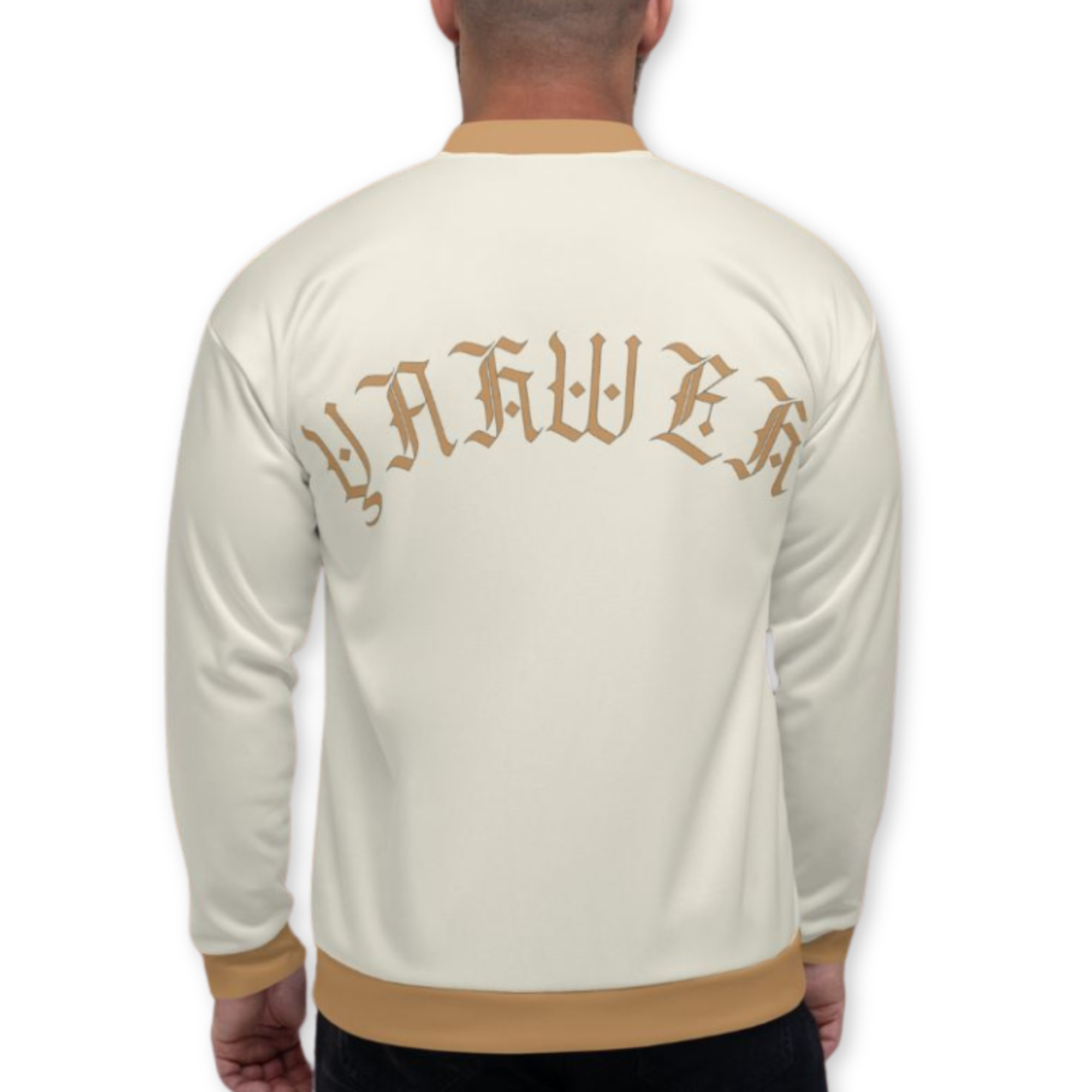 Yahweh Cream and Gold Men's Bomber Jacket Size: XS Jesus Passion Apparel