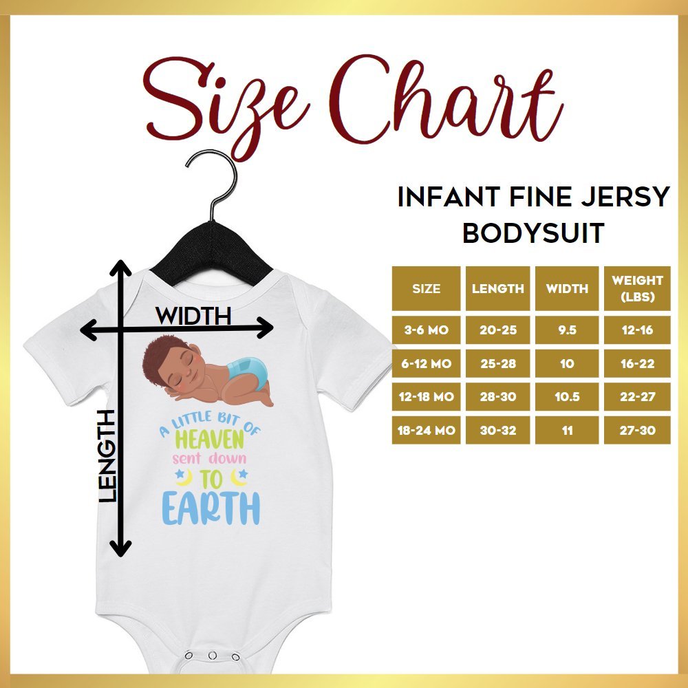 A Little Bit of Heaven Sent Down to Earth Bodysuit Personalized Baby Boy Dark Hair - Jesus Passion Apparel