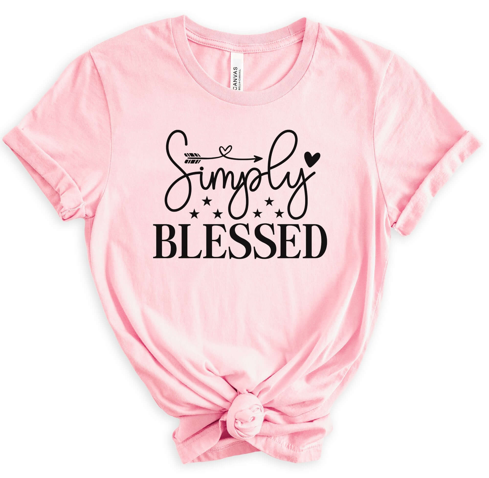 Simply Blessed Women's Short Sleeve Tee Size: XS Color: Athletic Heather Jesus Passion Apparel