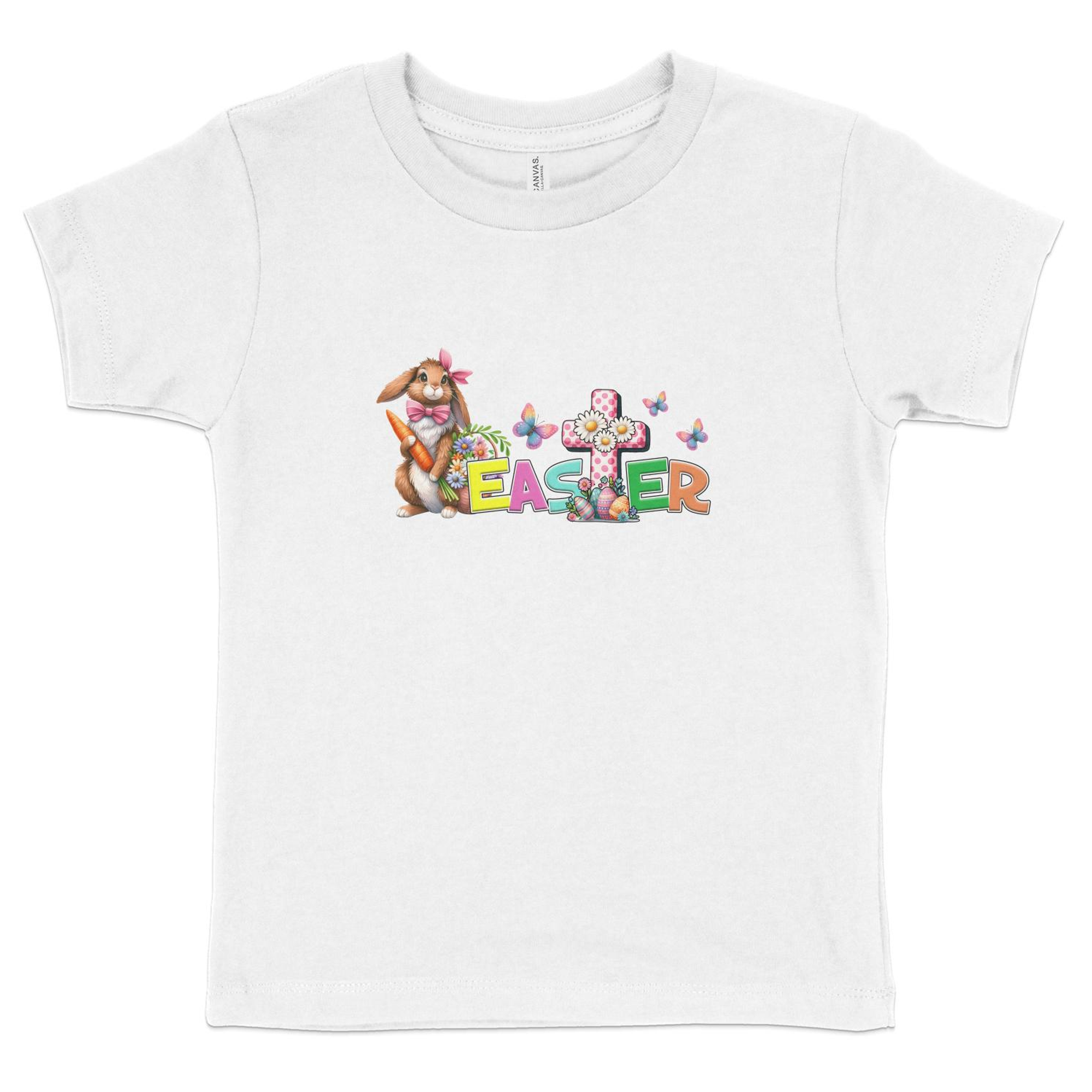 Easter Cross Rabbit Toddlers Christian Easter T-Shirt Size: 5/6T Color: White Jesus Passion Apparel