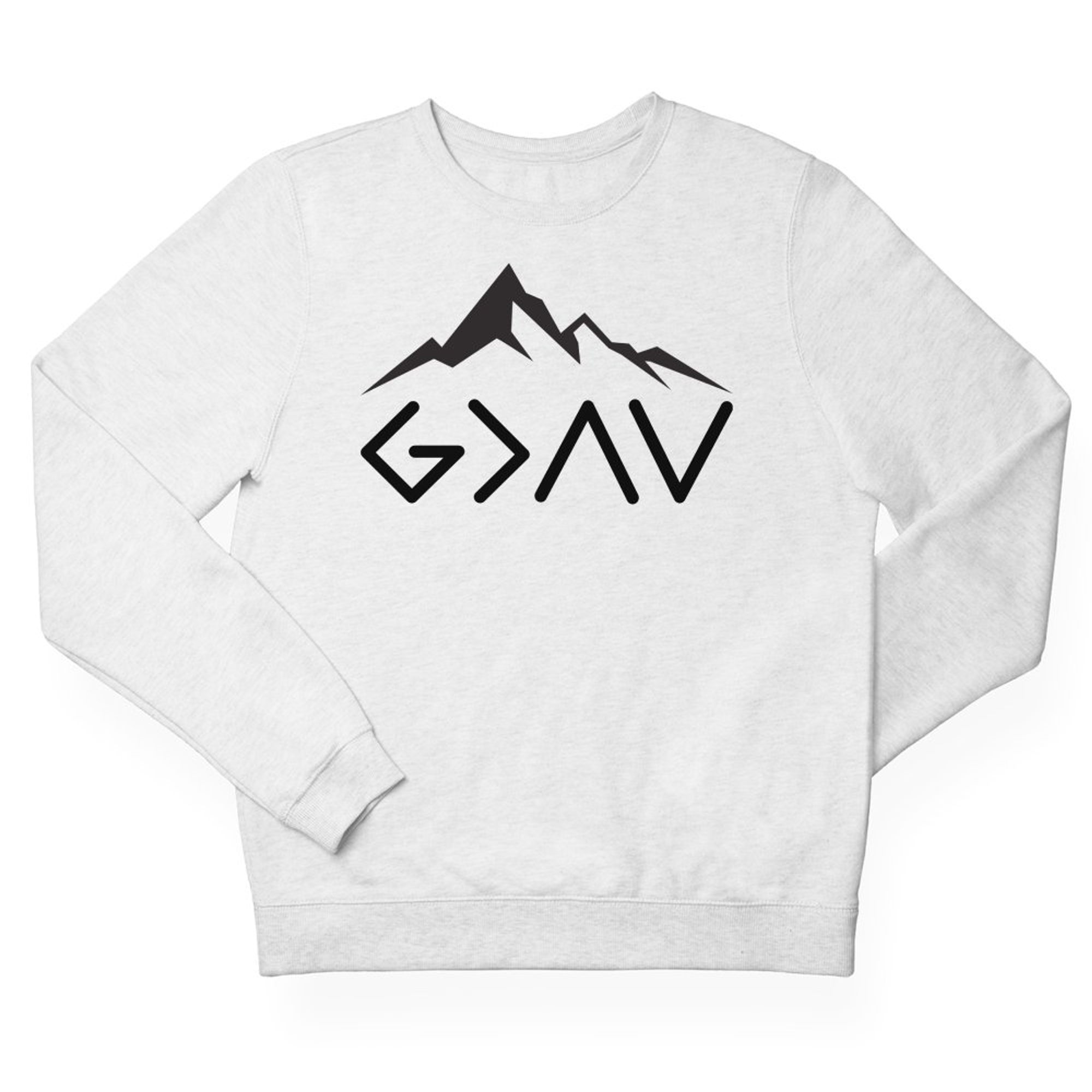 God is Greater Mountain Men's Fleece Unisex-Fit - White Size: S Color: White Jesus Passion Apparel