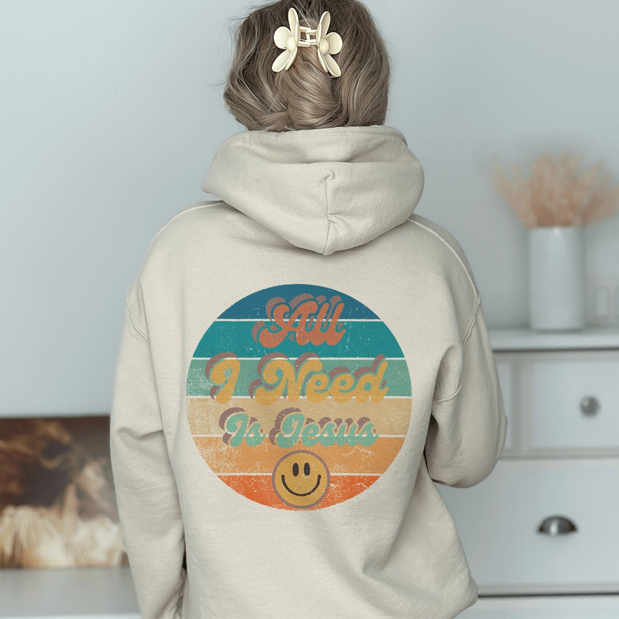 All I need is Jesus Women's Unisex - Fit Hoodie - Sand - Jesus Passion Apparel