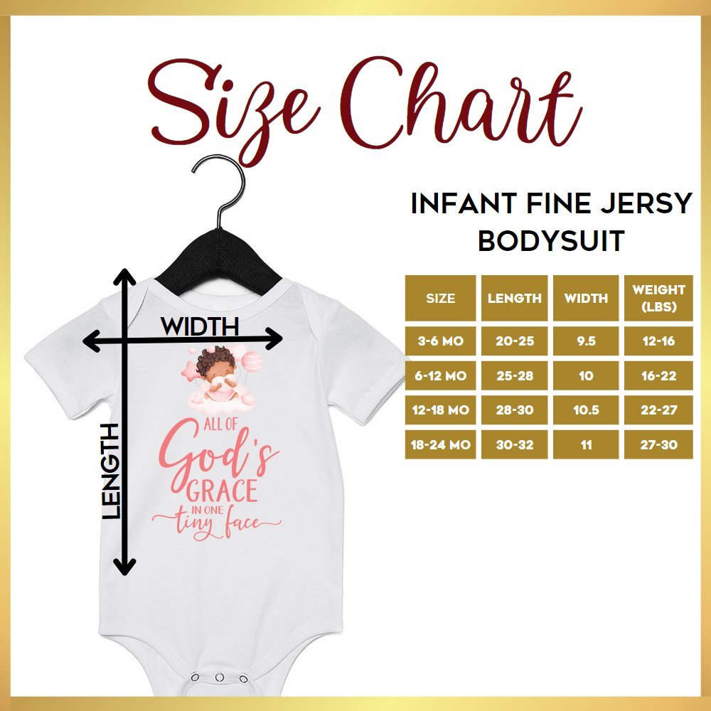 All Of Gods Grace in One Tiny Face Bodysuit Personalized Baby Girl Dark Hair - Jesus Passion Apparel