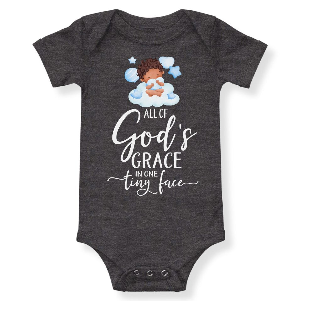 All Of Gods Grace in One Tiny Face Personalized Baby Boy Dark Hair - Jesus Passion Apparel