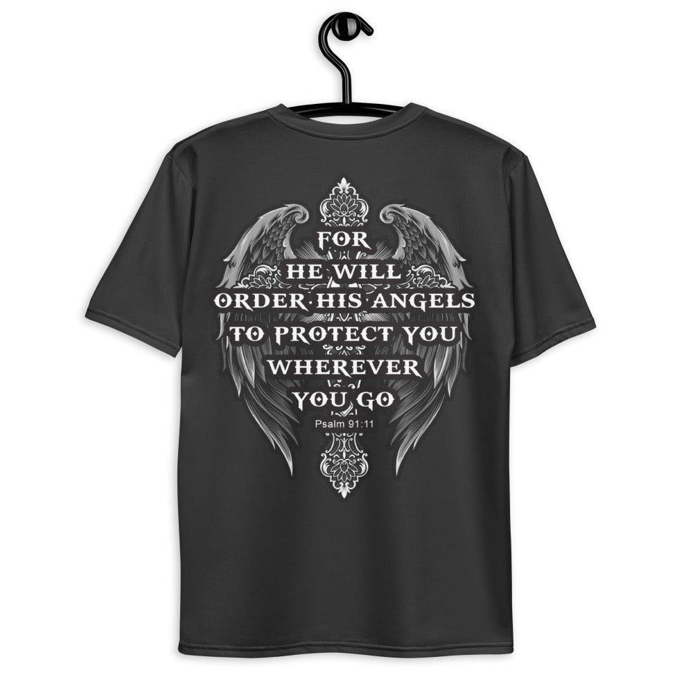 Angels to Protect Handmade Crewneck Men's t-shirt Size: XS Jesus Passion Apparel