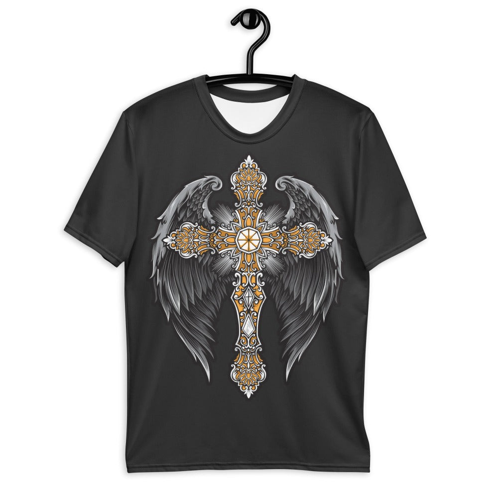 Angels to Protect Handmade Crewneck Men's t-shirt Size: XS Jesus Passion Apparel