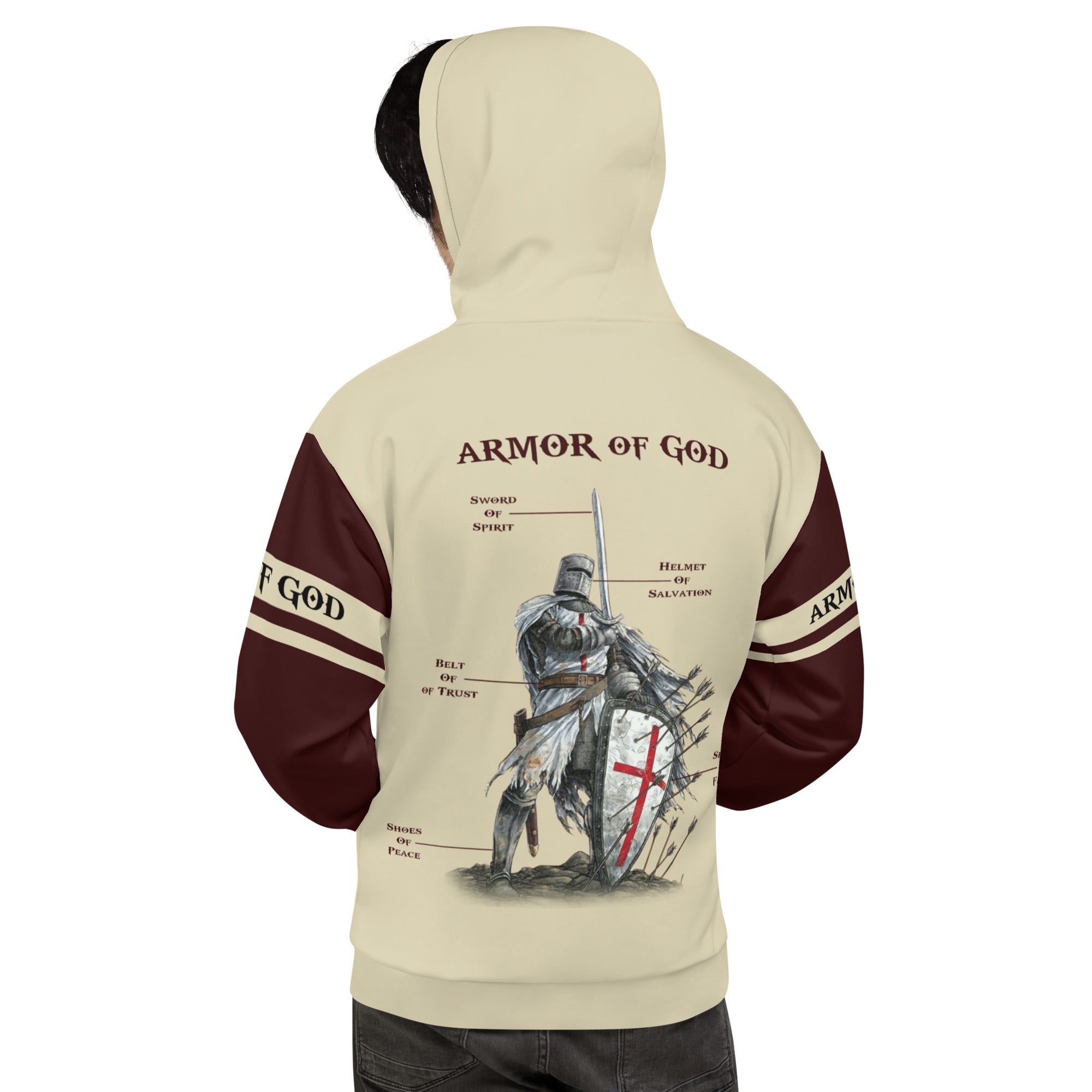 Armor Of God Men's Fleece Hoodie with Matching Bottoms Available Size: XS Jesus Passion Apparel