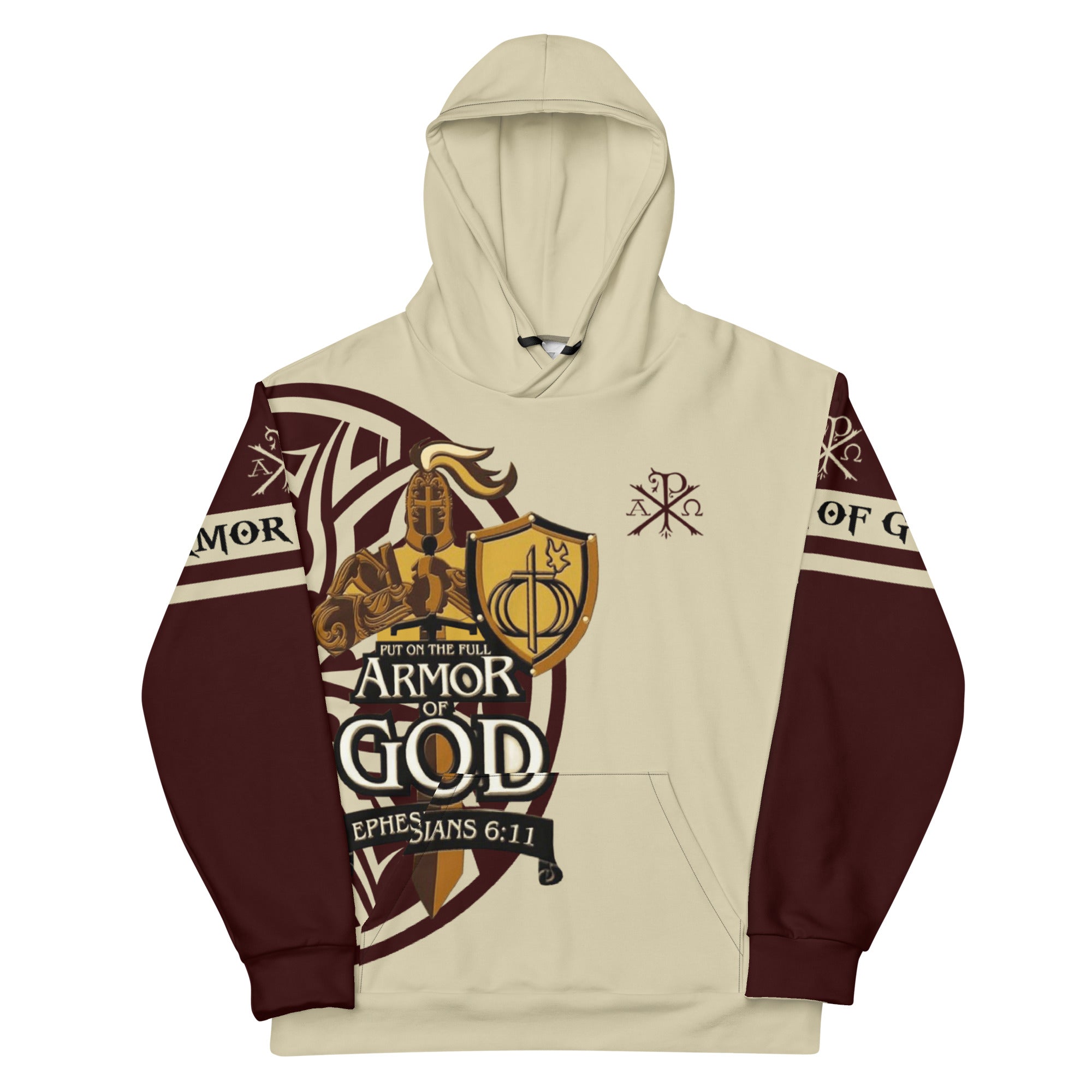 Armor Of God Men's Fleece Hoodie with Matching Bottoms Available Size: XS Jesus Passion Apparel