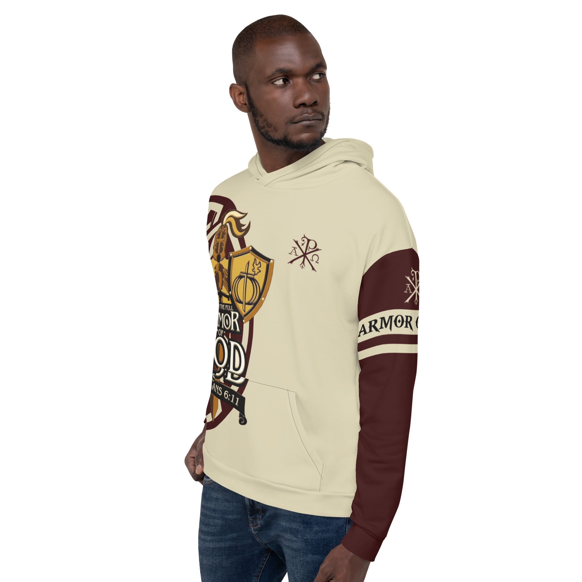 Armor Of God Men's Fleece Hoodie with Matching Bottoms Available Size: XS Jesus Passion Apparel