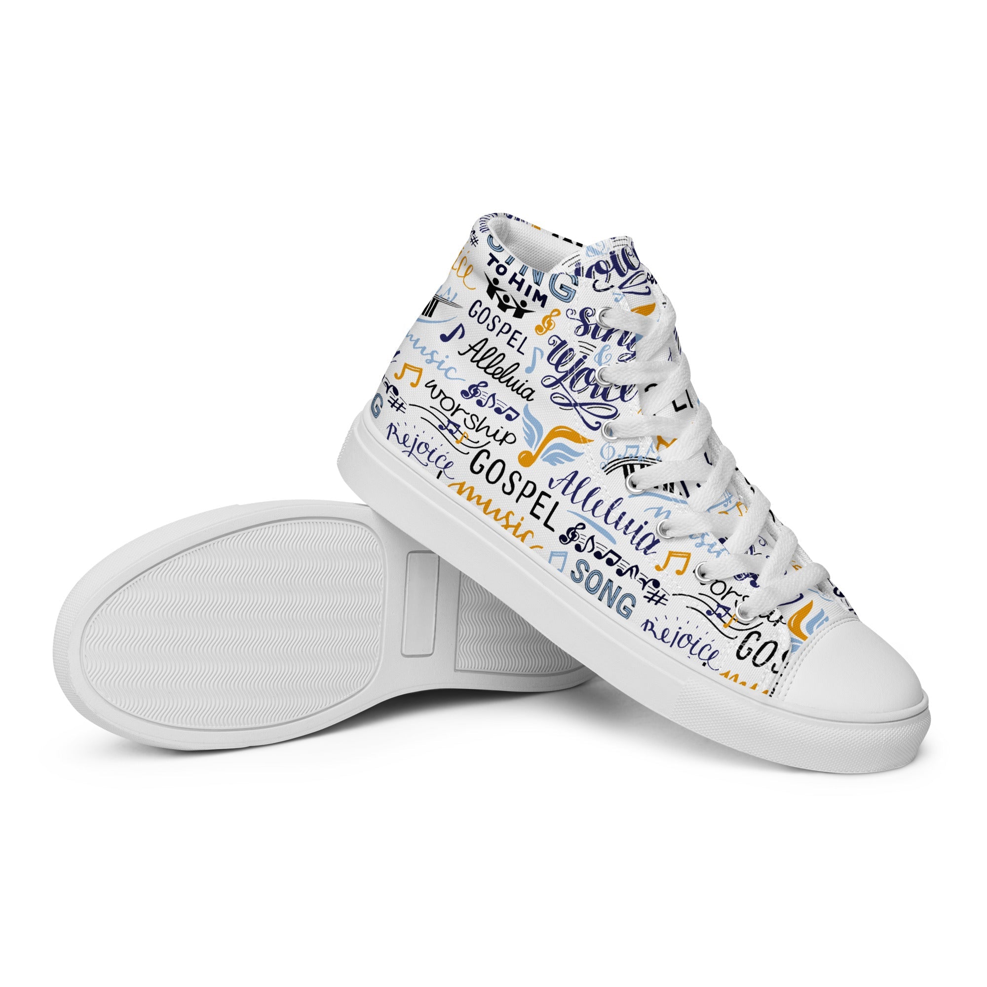 Alleluia Sing to Him Men’s High Top Canvas Shoes - Jesus Passion Apparel