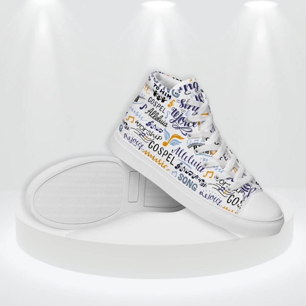 Alleluia Sing to Him Men’s High Top Canvas Shoes - Jesus Passion Apparel