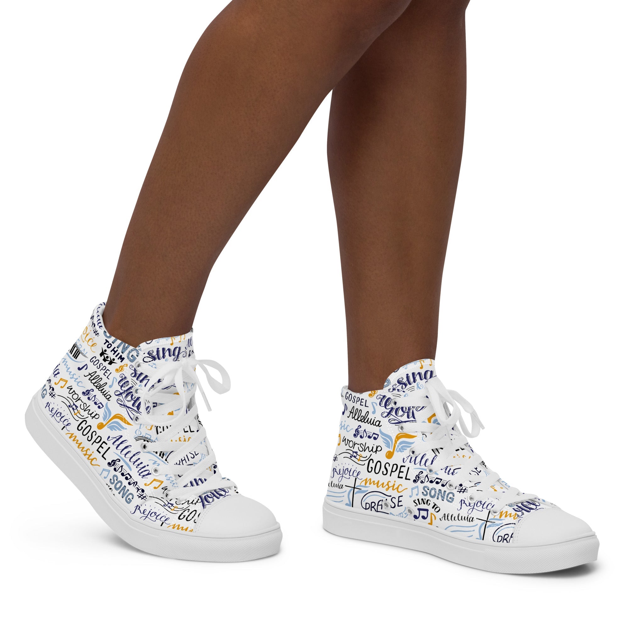 Alleluia Sing to Him Women’s High Top Canvas Shoes - Jesus Passion Apparel