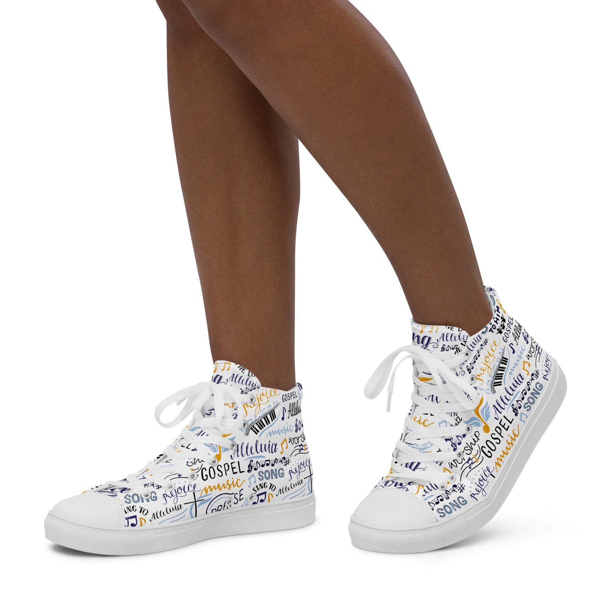 Alleluia Sing to Him Women’s High Top Canvas Shoes - Jesus Passion Apparel