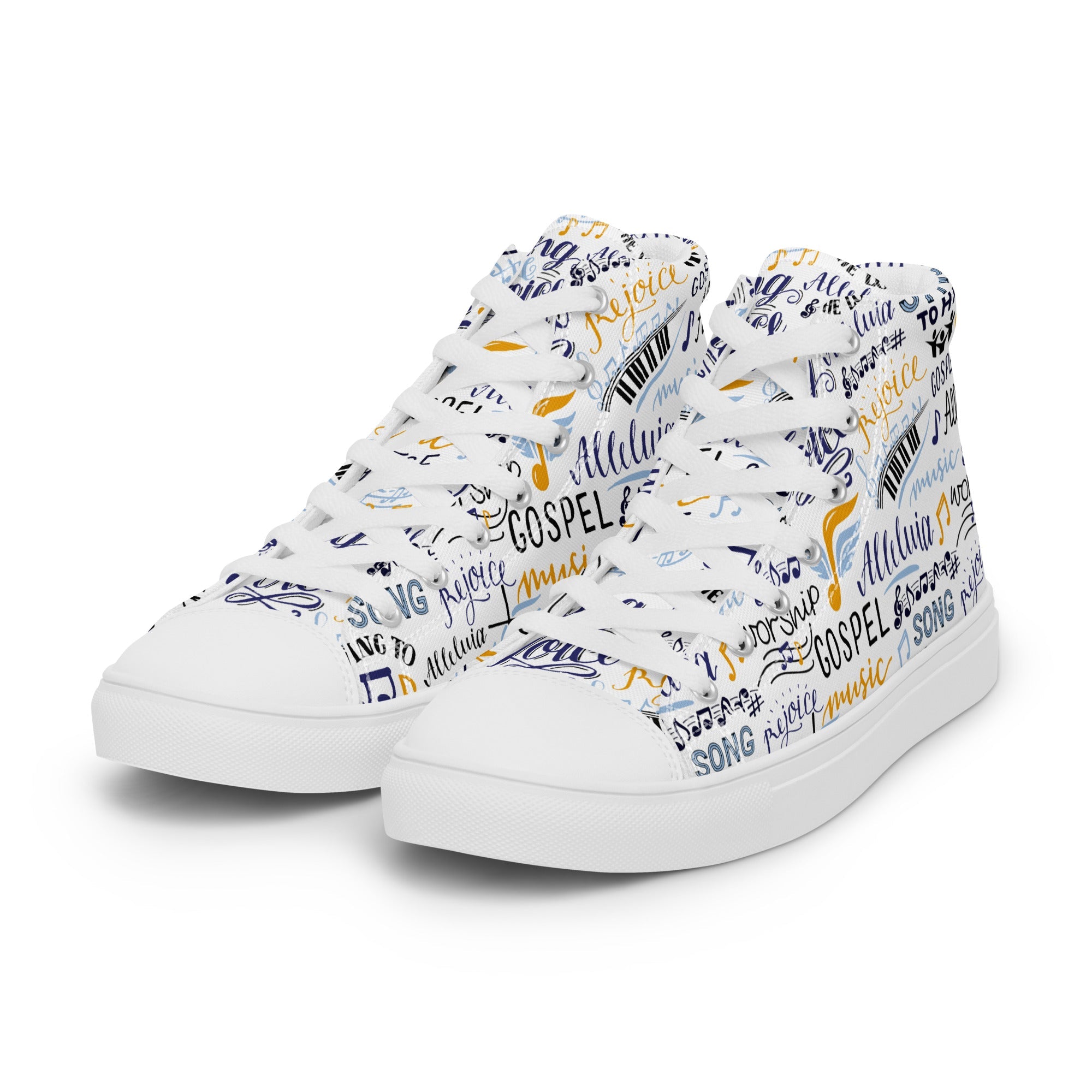 Alleluia Sing to Him Women’s High Top Canvas Shoes - Jesus Passion Apparel