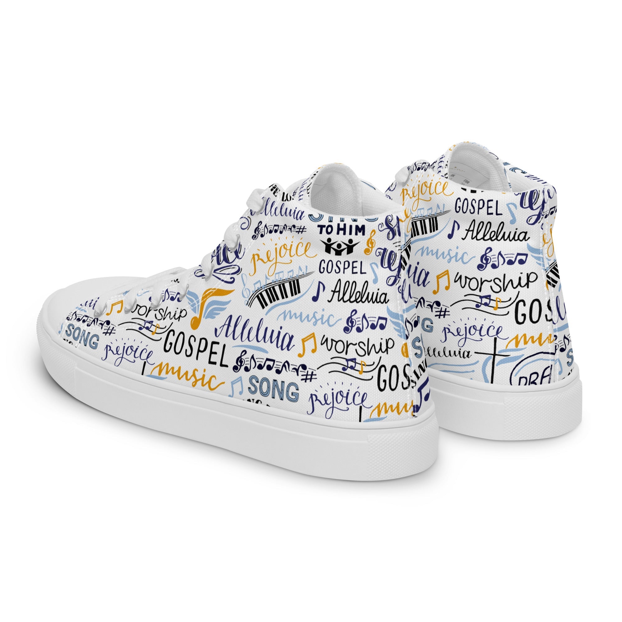 Alleluia Sing to Him Women’s High Top Canvas Shoes - Jesus Passion Apparel