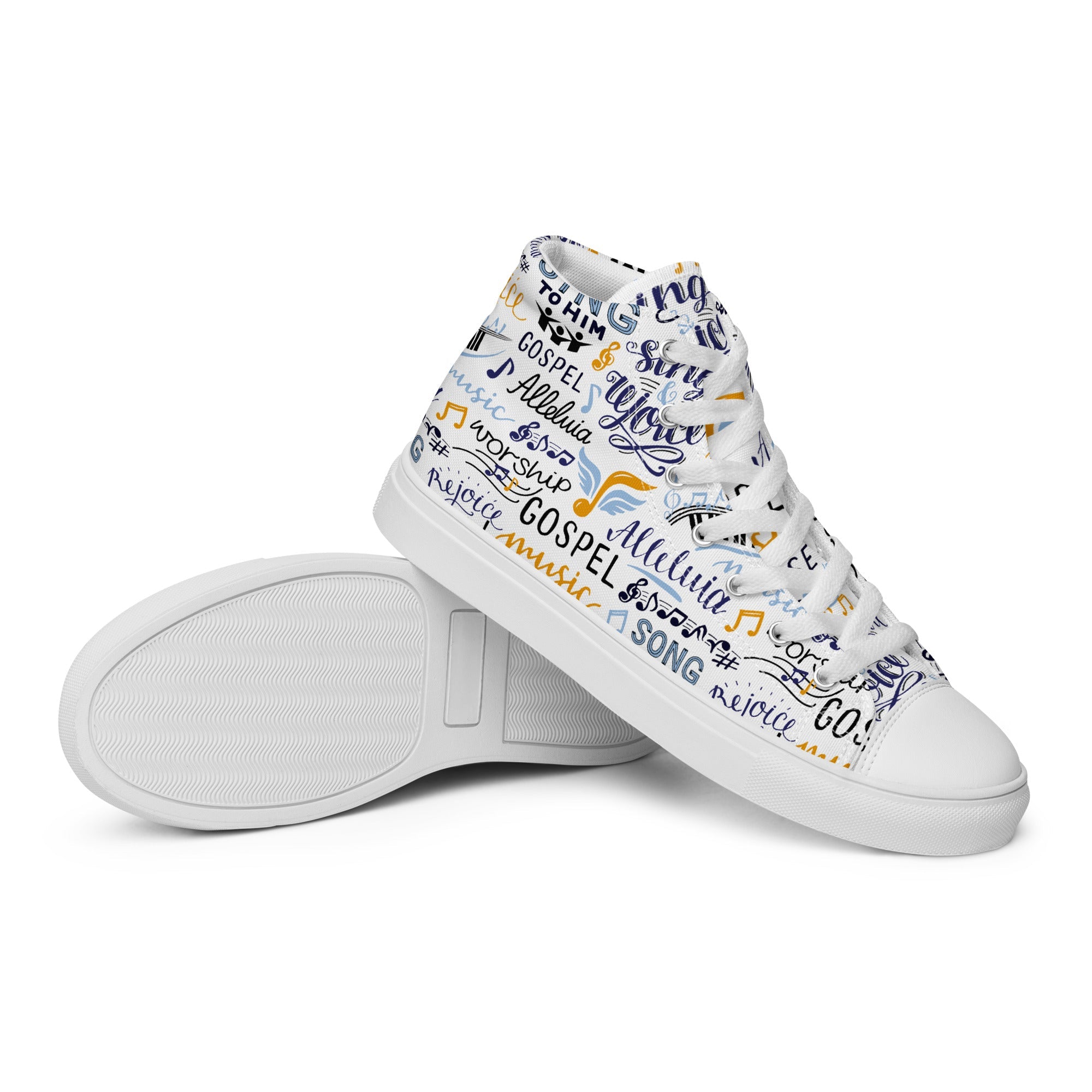 Alleluia Sing to Him Women’s High Top Canvas Shoes - Jesus Passion Apparel