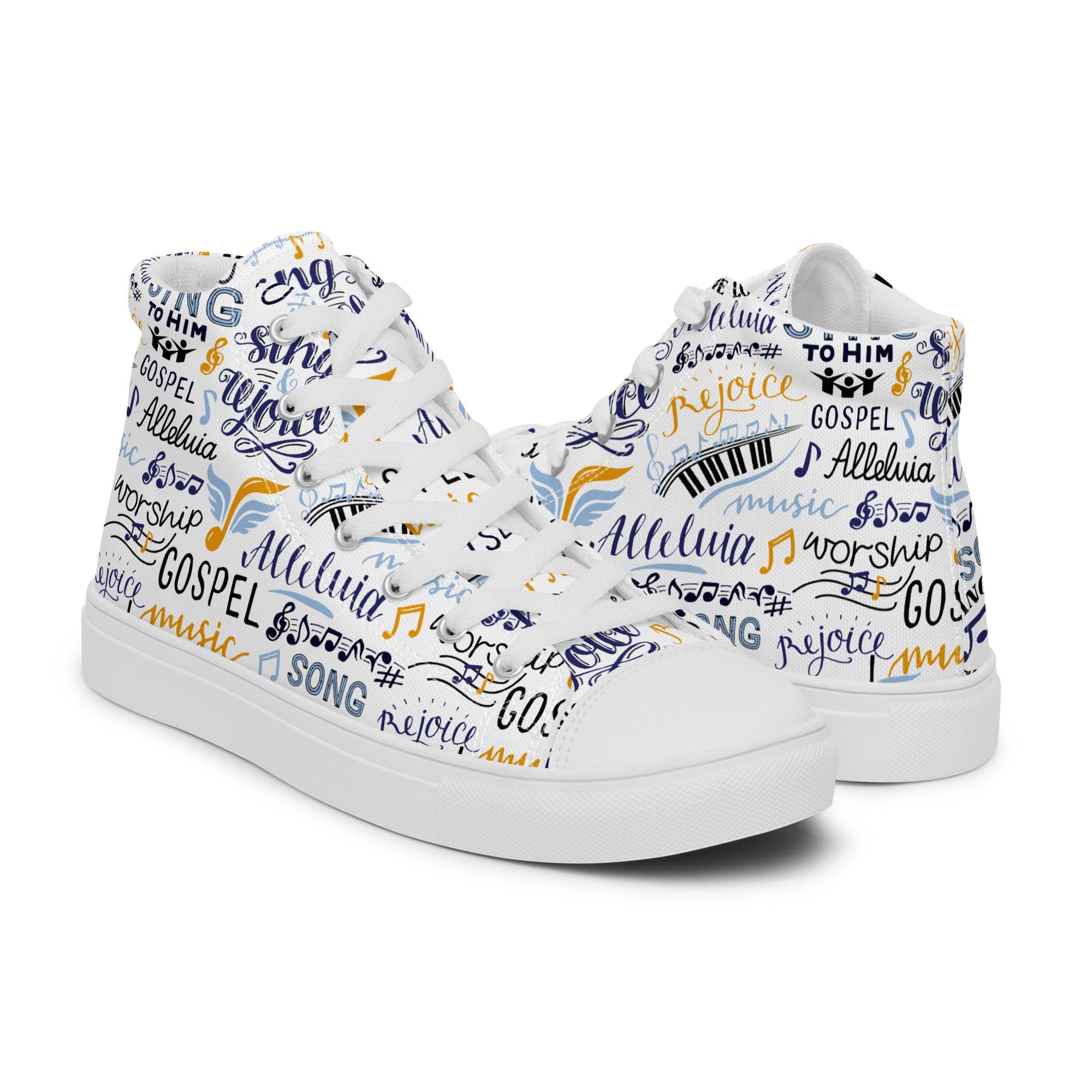 Alleluia Sing to Him Women’s High Top Canvas Shoes - Jesus Passion Apparel