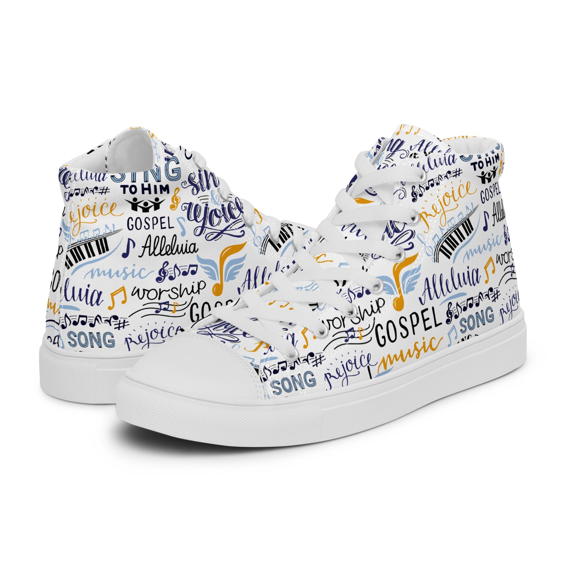 Alleluia Sing to Him Women’s High Top Canvas Shoes - Jesus Passion Apparel