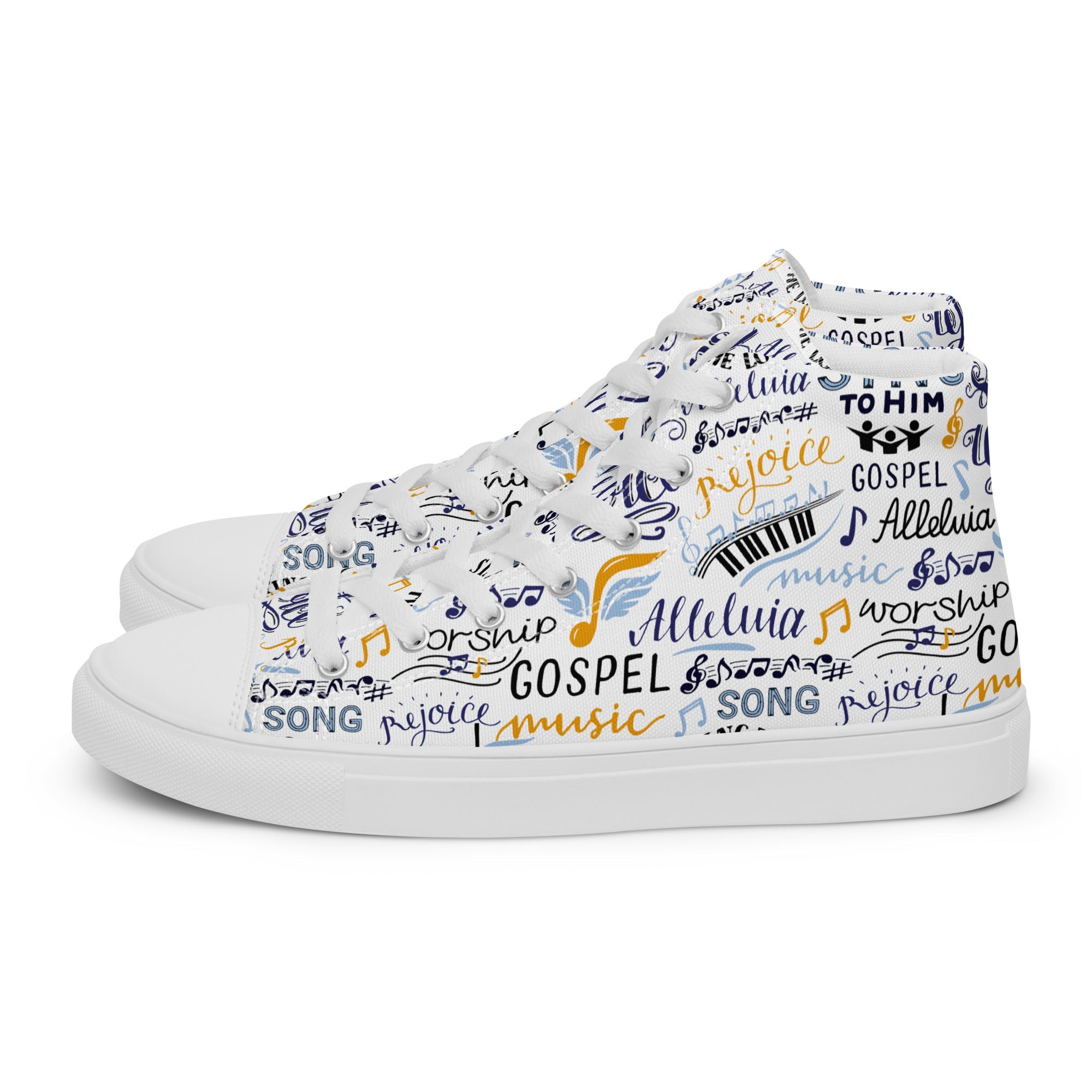 Alleluia Sing to Him Women’s High Top Canvas Shoes - Jesus Passion Apparel