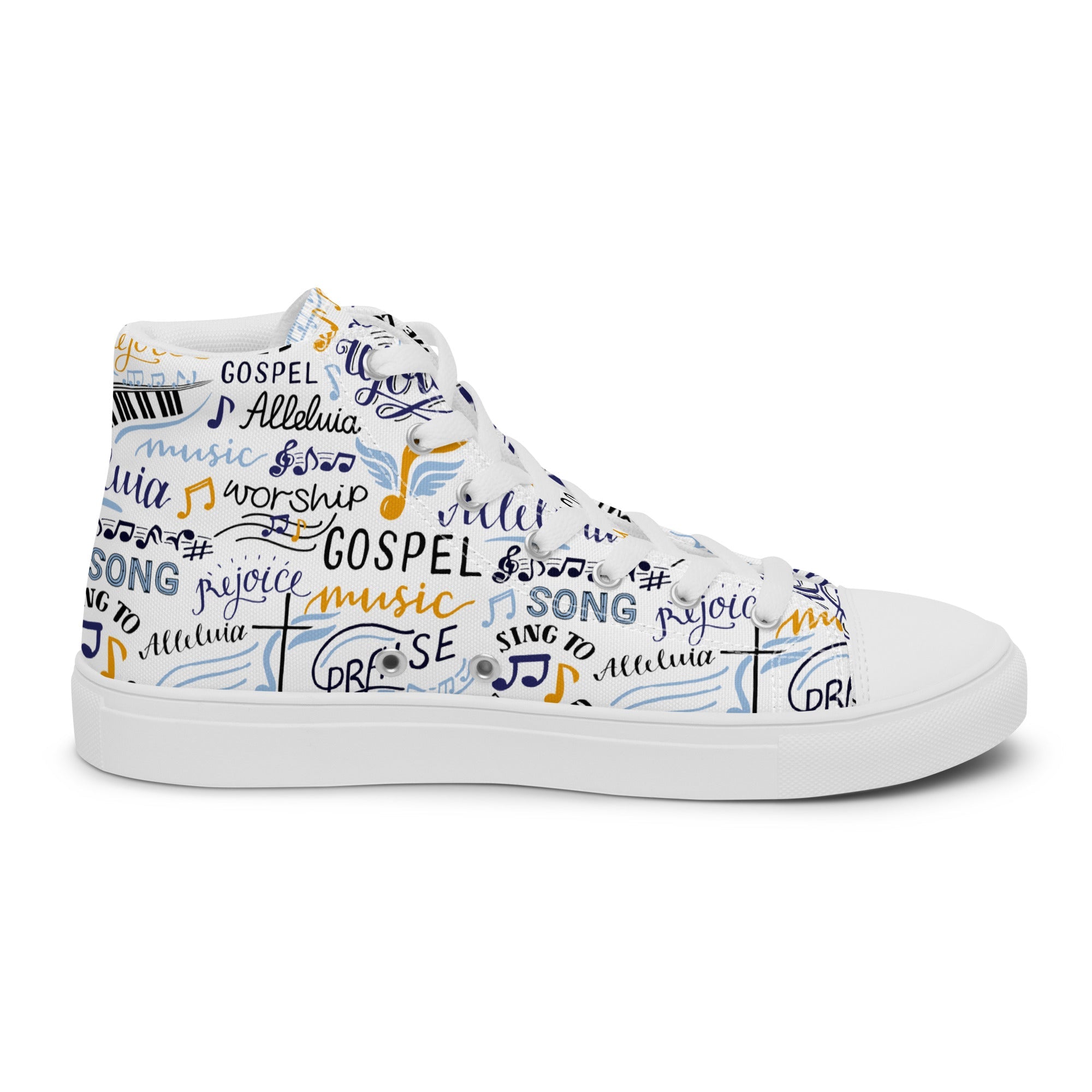 Alleluia Sing to Him Women’s High Top Canvas Shoes - Jesus Passion Apparel