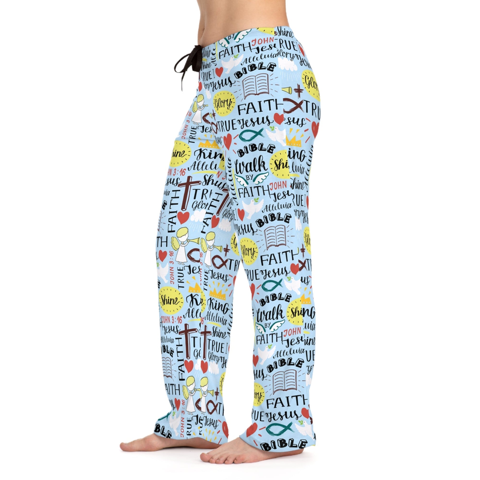 Angel Bedtime Affirmations Women's Sky Blue Lounge / Pajama Pants - Jesus Passion Apparel