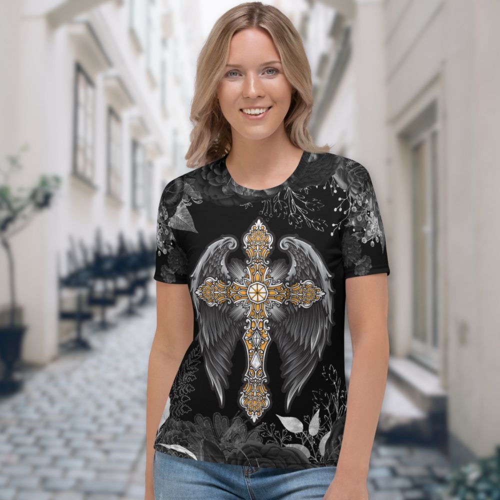 Angels to Protect Women's Handmade Crew Neck T-shirt - Jesus Passion Apparel