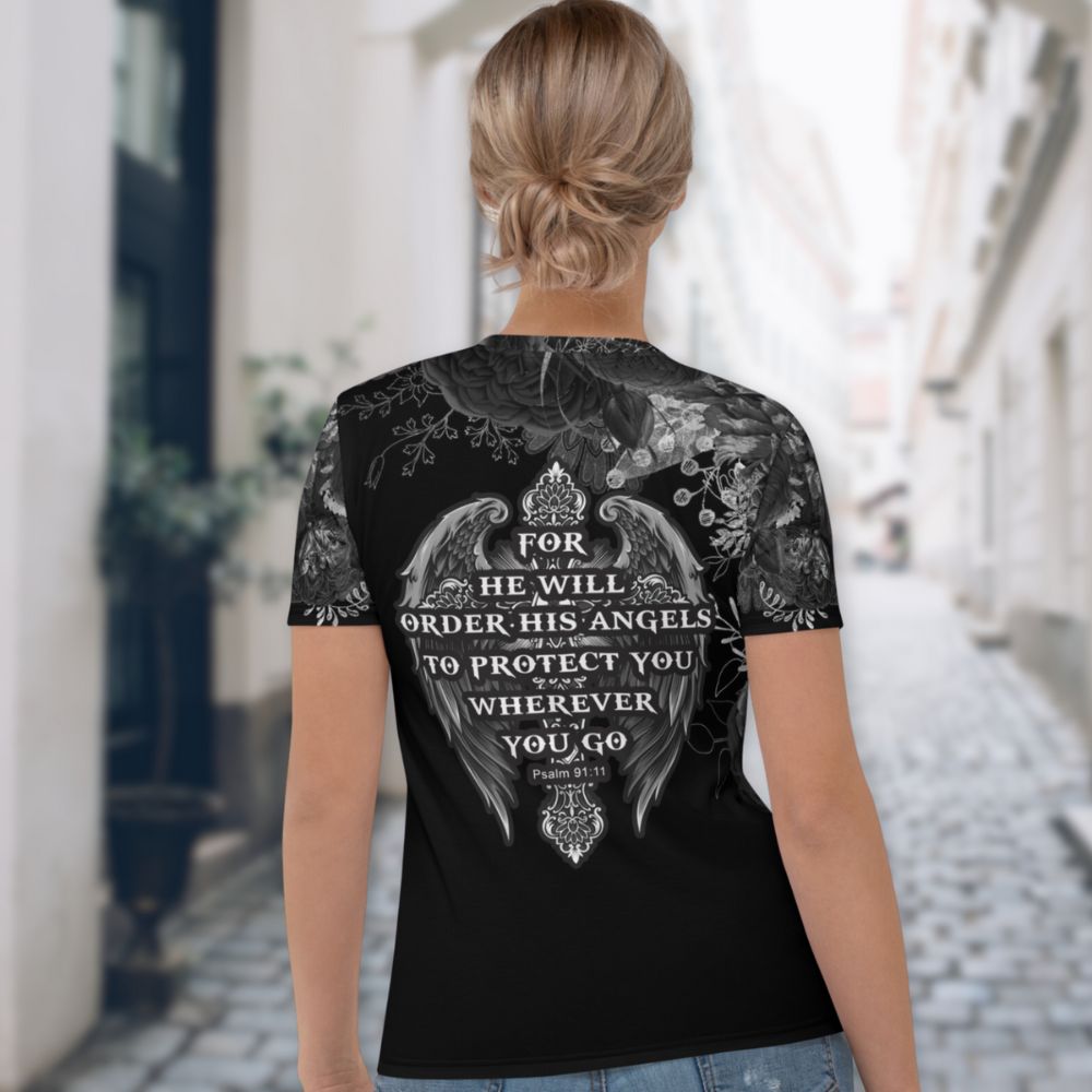 Angels to Protect Women's Handmade Crew Neck T-shirt - Jesus Passion Apparel