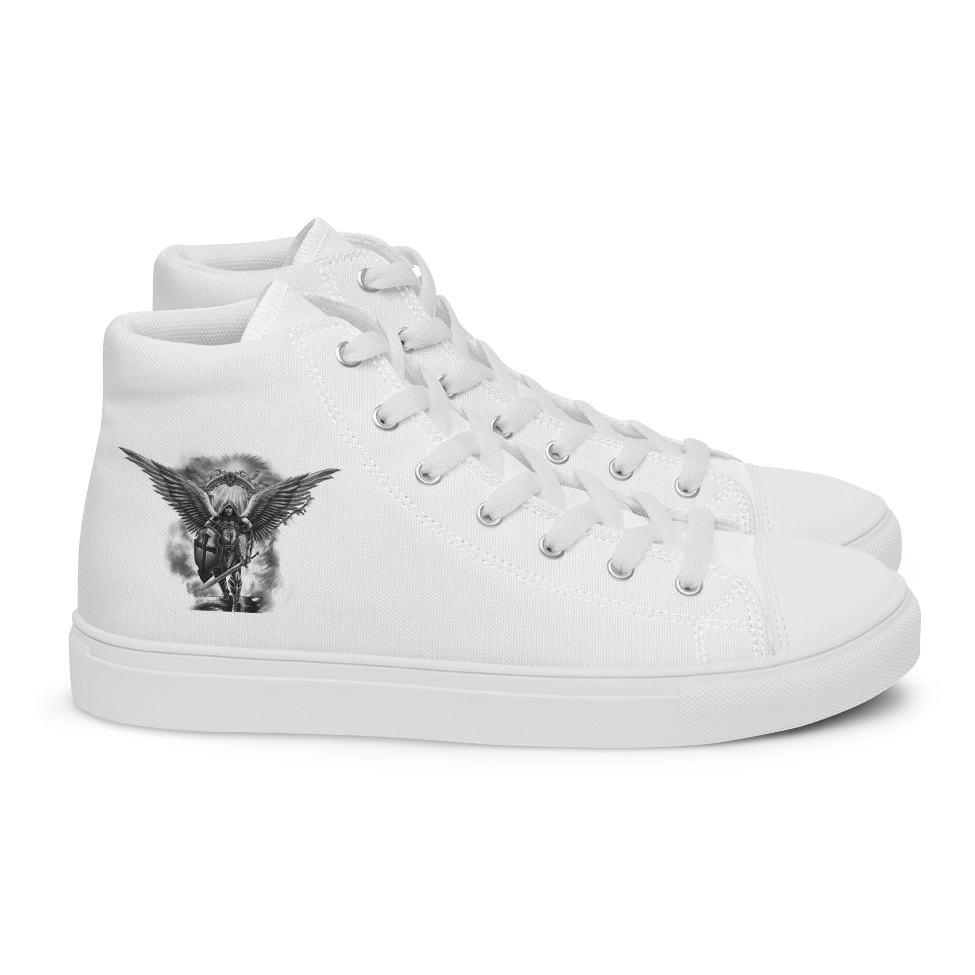 Archangel Michael The Protector Men’s High Top Canvas Shoes - Jesus Passion Apparel