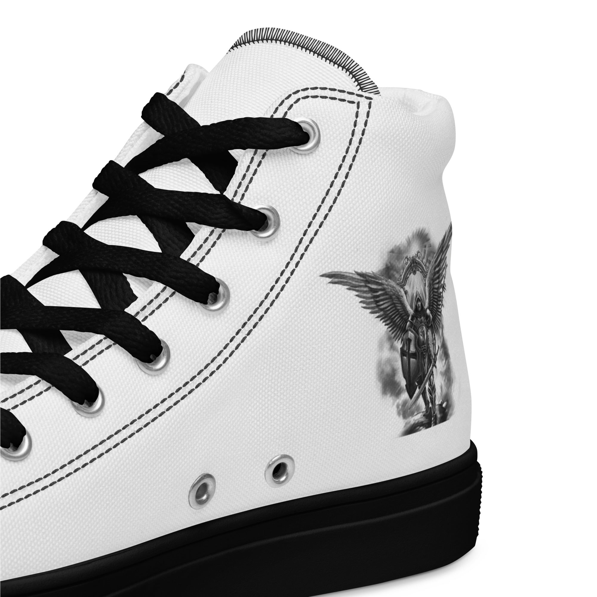 Archangel Michael The Protector Men’s High Top Canvas Shoes - Jesus Passion Apparel