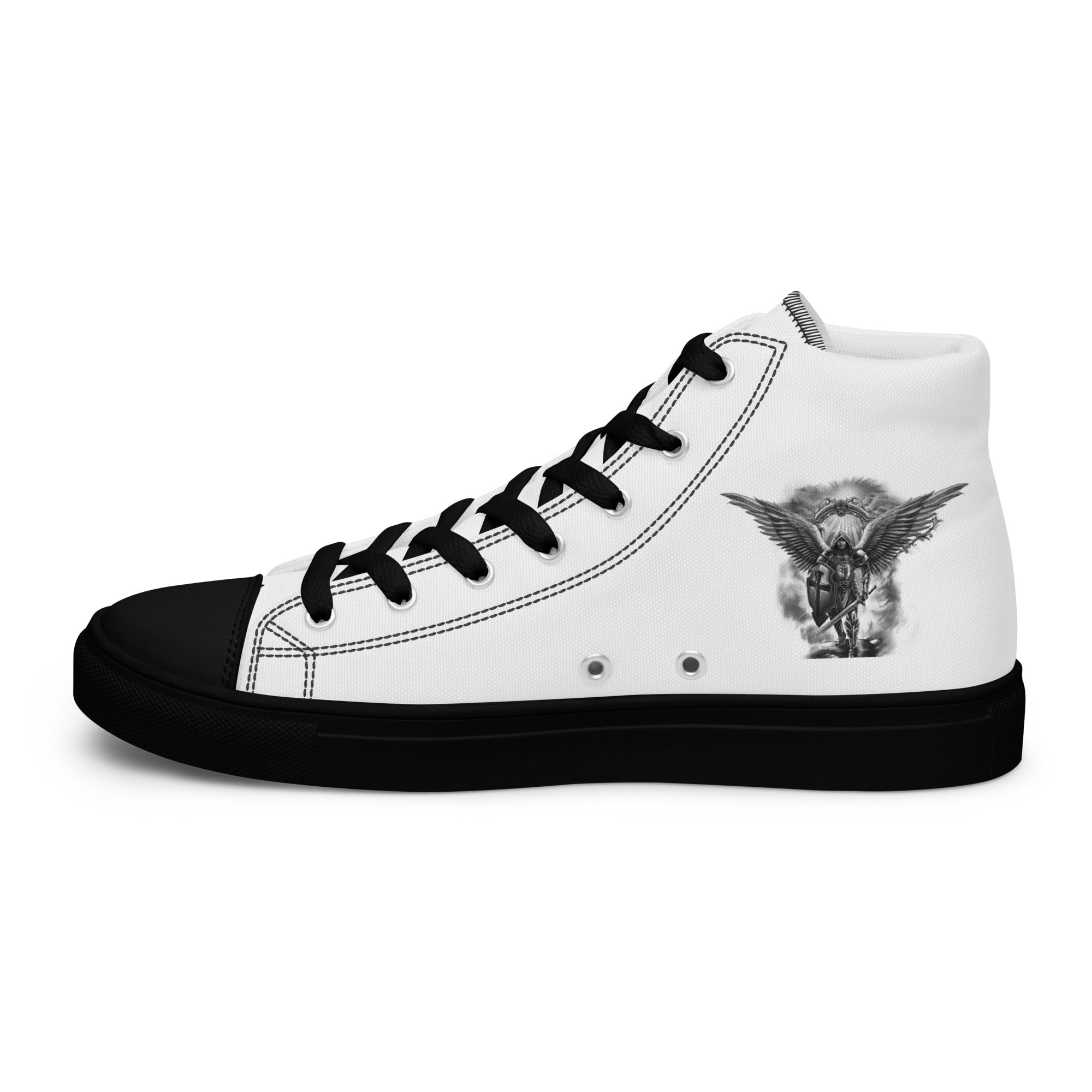 Archangel Michael The Protector Men’s High Top Canvas Shoes - Jesus Passion Apparel