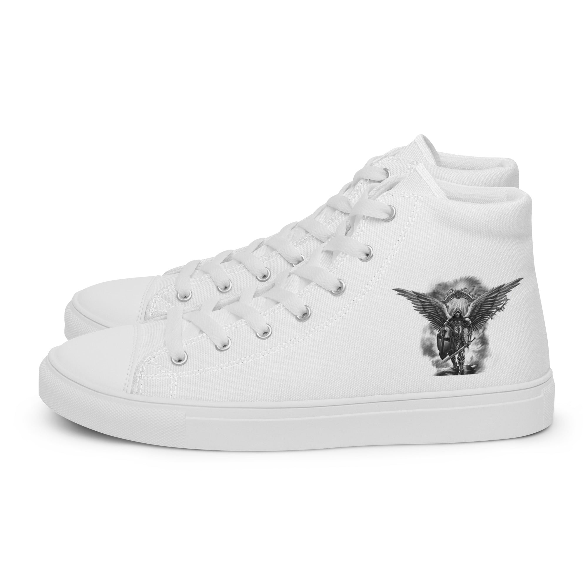 Archangel Michael The Protector Men’s High Top Canvas Shoes - Jesus Passion Apparel